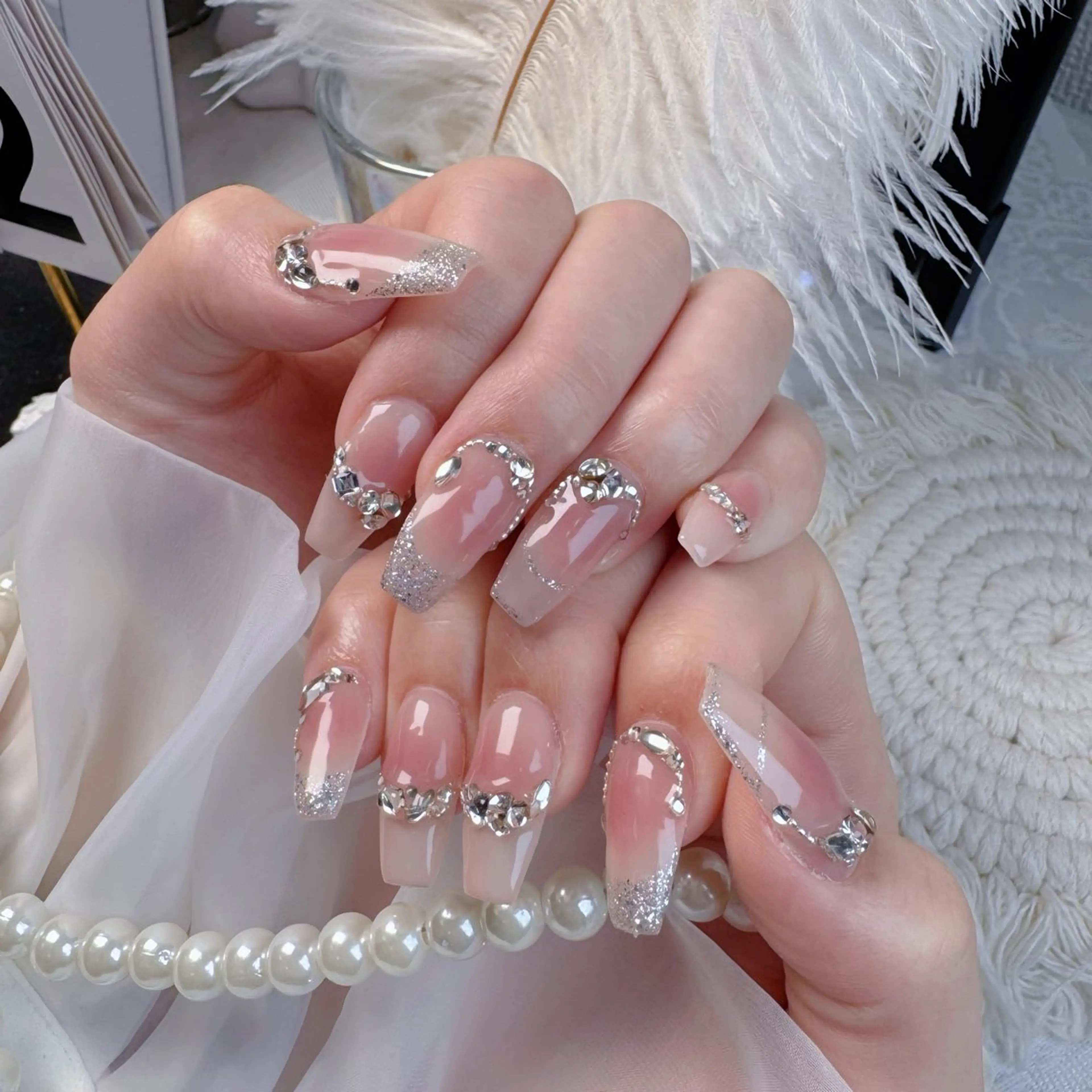 ネイル クリアネイル ハート キラキラネイル 韓国ネイル マグネットネイル ハンドネイル NailPrincess所属・princess スカルプ専門店のネイルデザイン