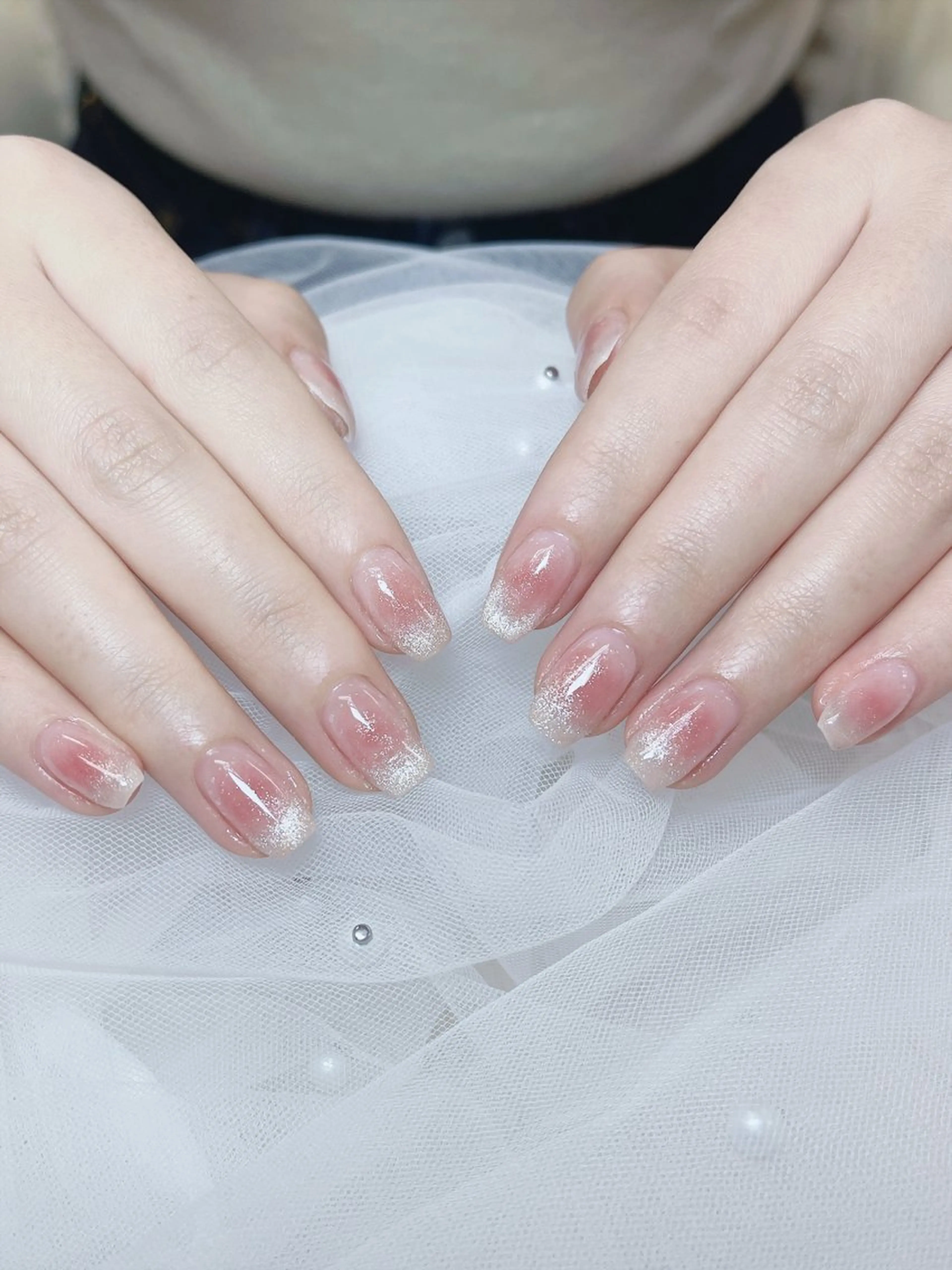 ネイル チークネイル 成人式 フレンチネイル グラデーション 氷ネイル・うるうるネイル ハンドネイル DUO   MI nail salonのネイルデザイン