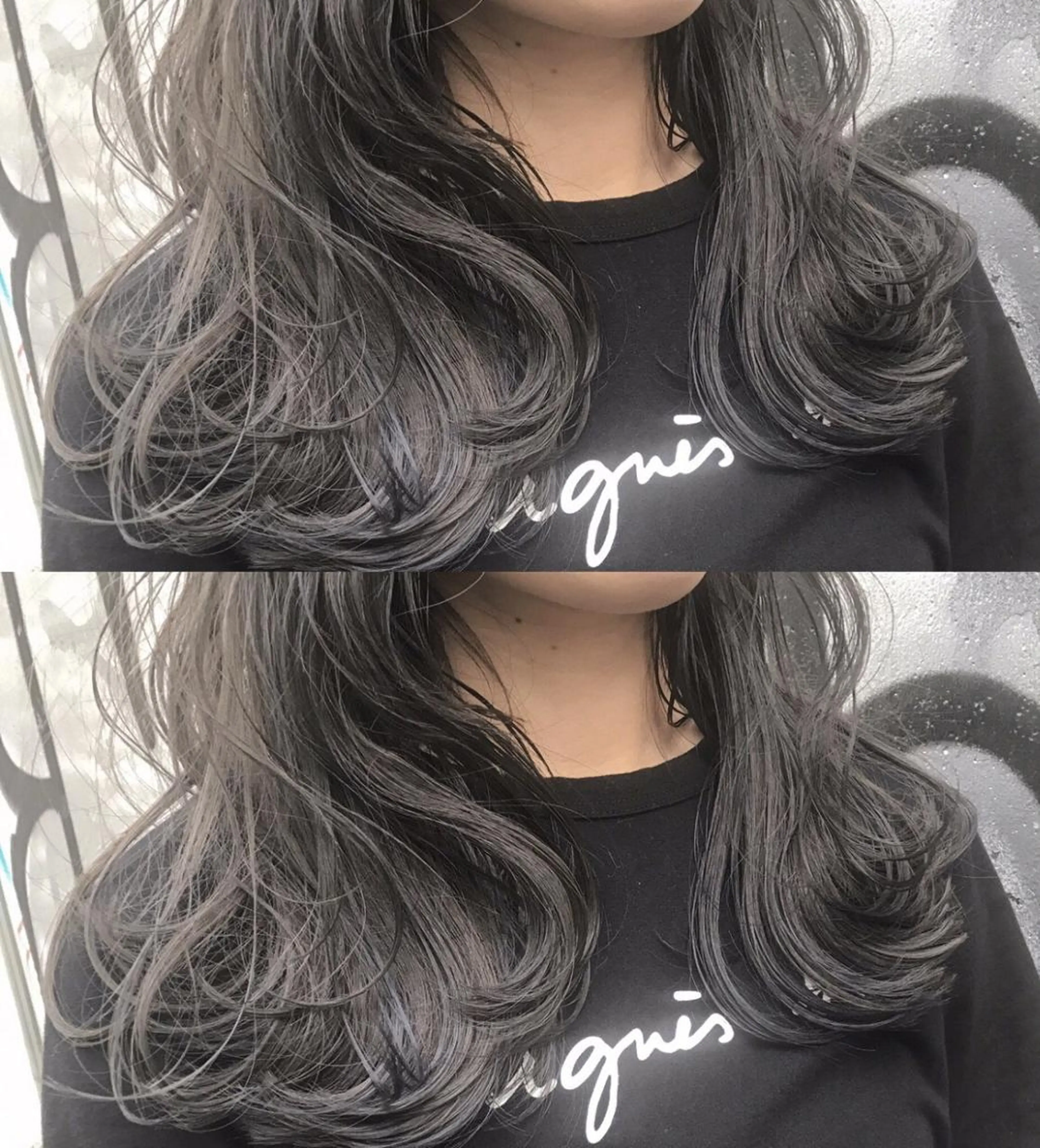 セミロング カラー パーマ チビ編み込みエクステ シールEXどぅ〜すのヘアスタイル