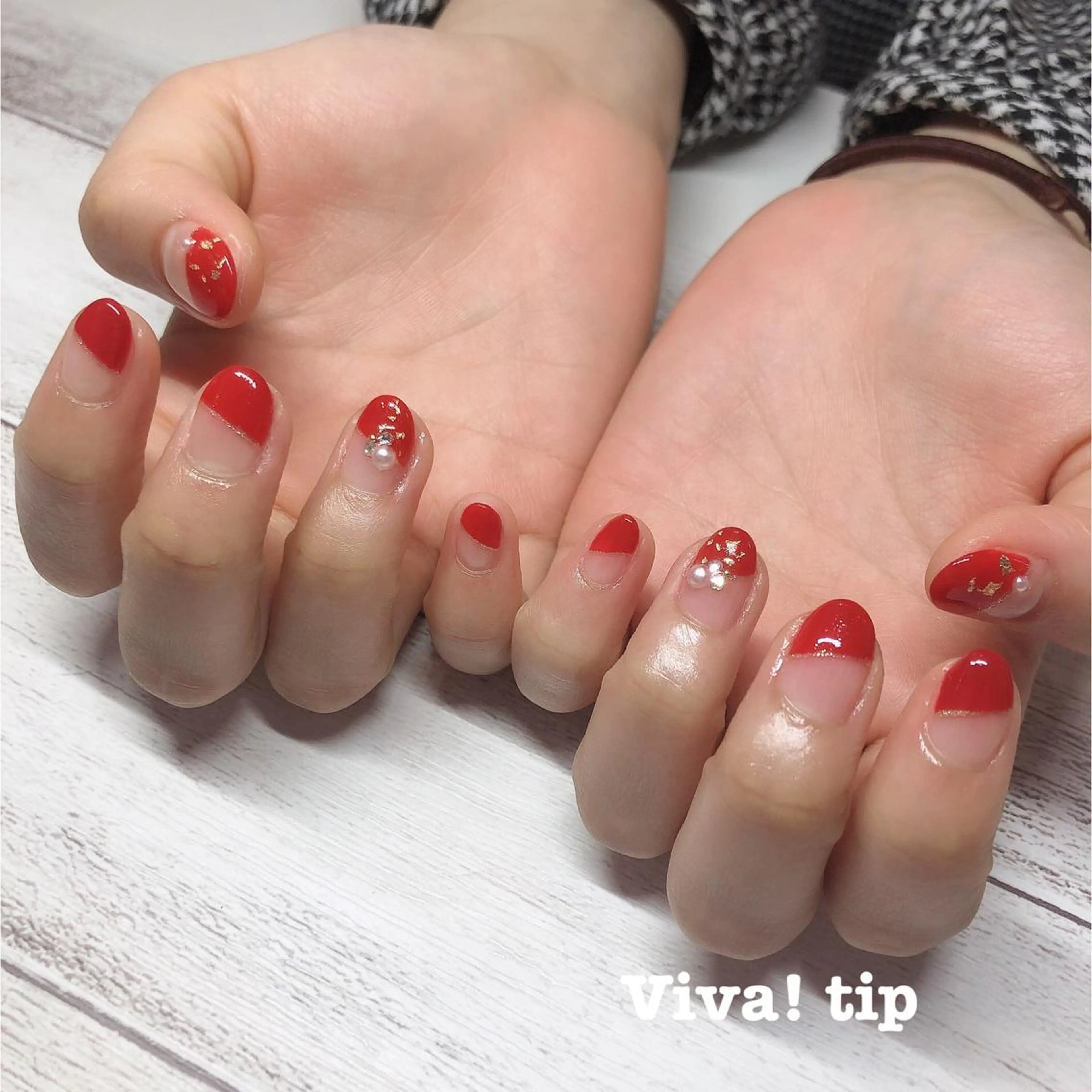 ネイル 卒業式 赤色 Viva!tip ビバティップネイルのネイルデザイン