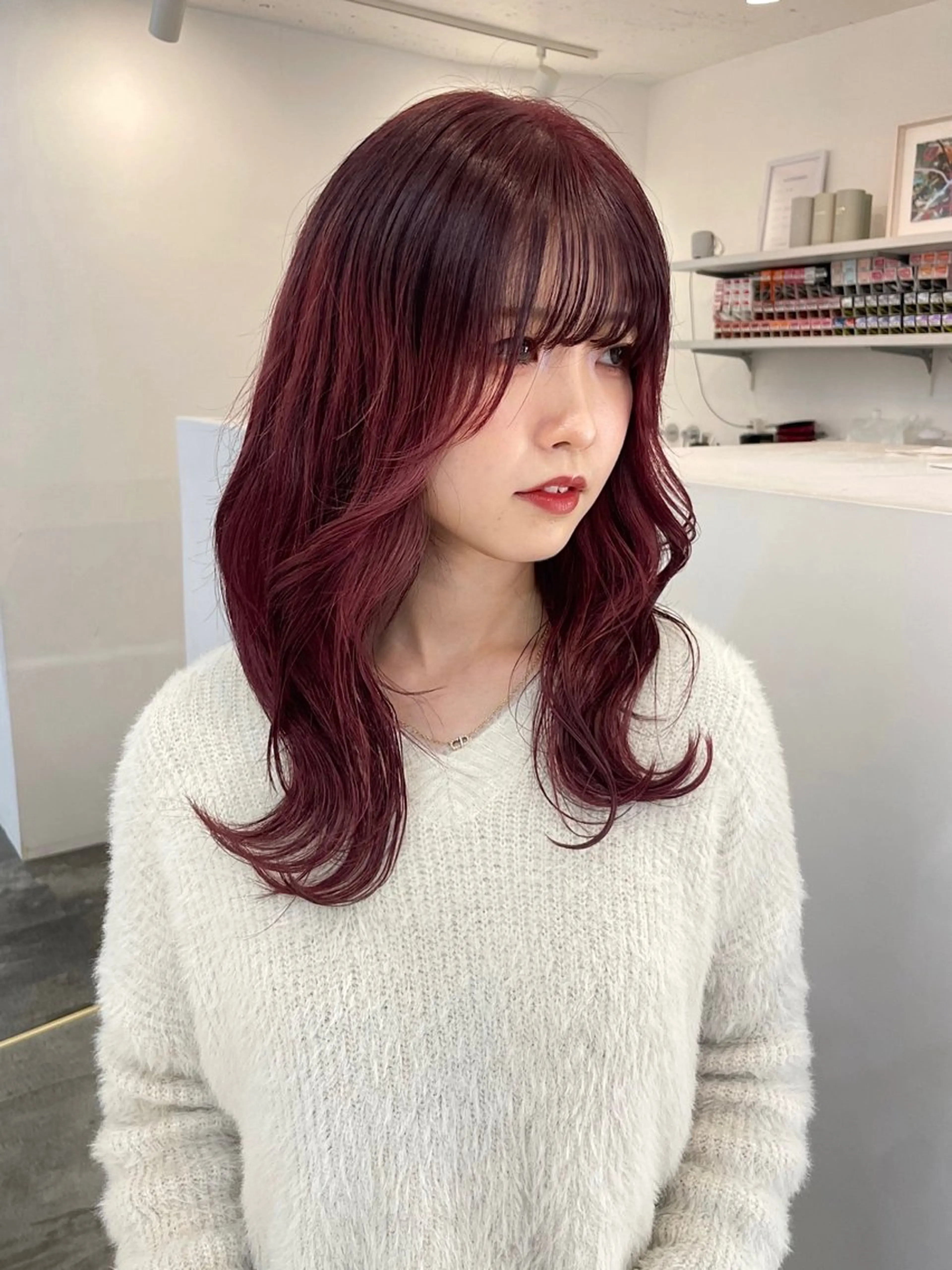 セミロング ヘアカラー mihane fit hueのヘアスタイル