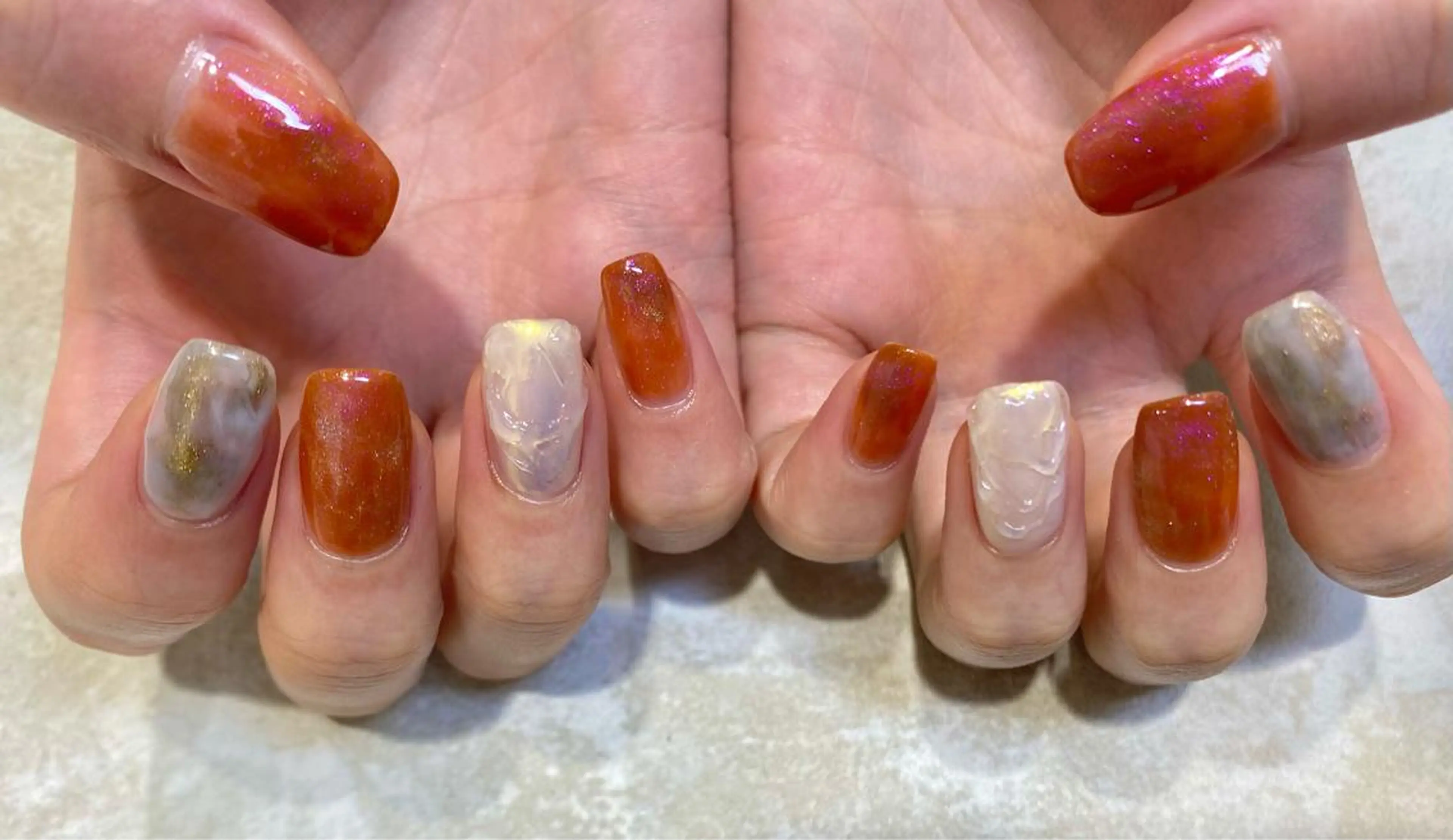 ネイル ニュアンスネイル オレンジ JurerEye☆ Marikoのネイルデザイン