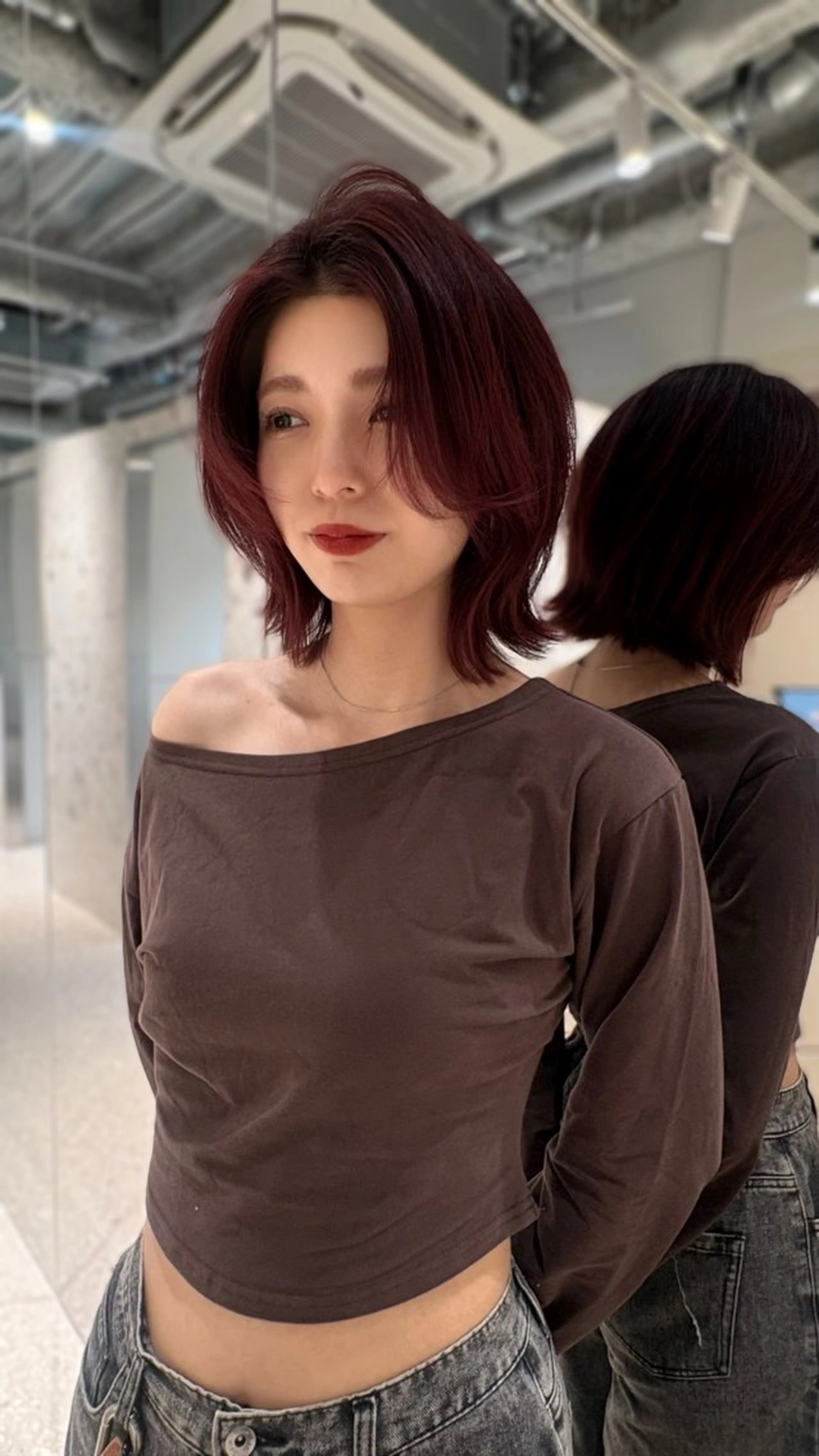 ミディアム カラー カット ヘアカラー トリートメント 透明感color / 韓国 /KANAのヘアスタイル