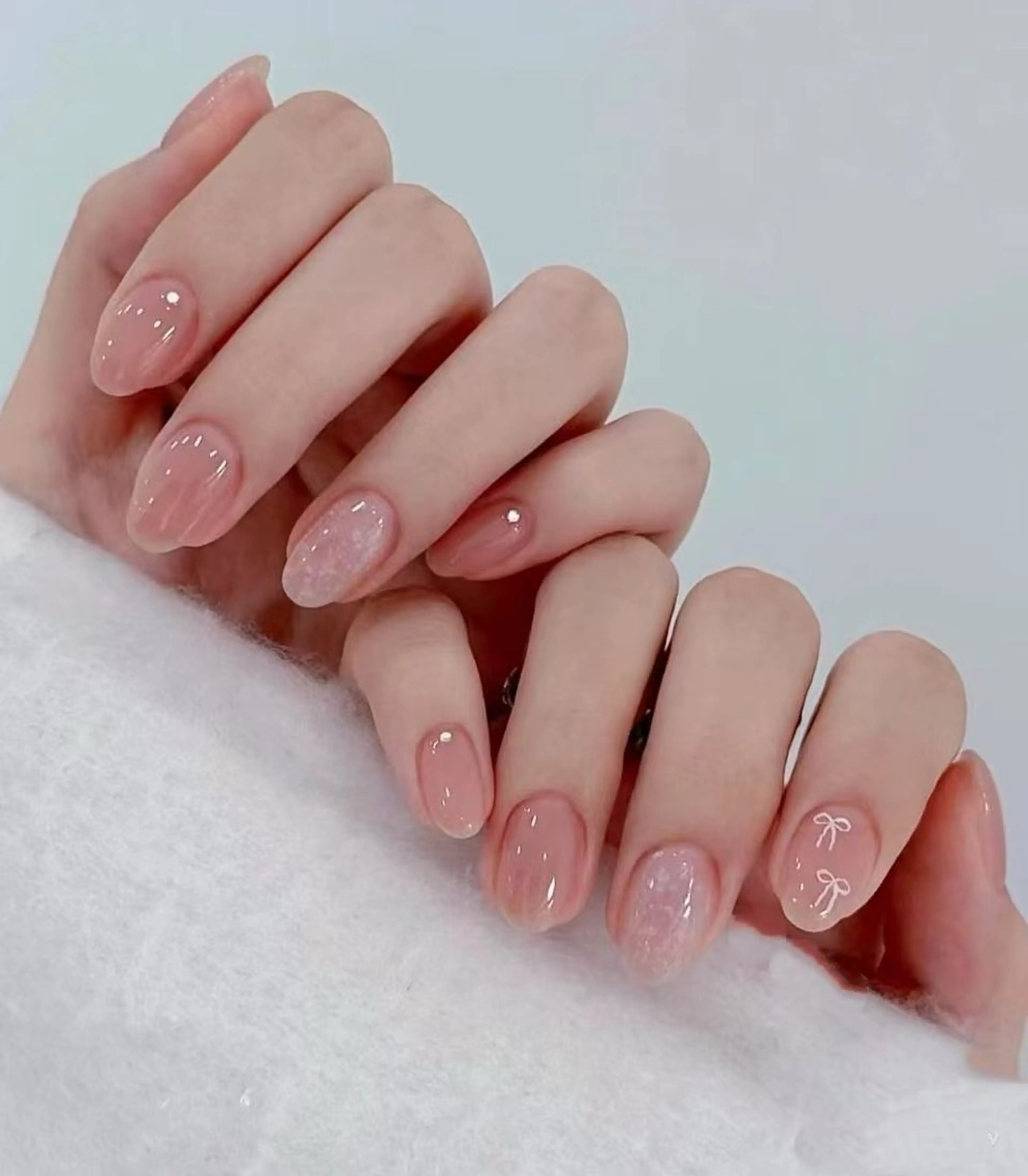ネイル フラワーネイル フレンチネイル ジェルネイル ガラスフレンチ ハート ハンドネイル BabyYouMi nailのネイルデザイン
