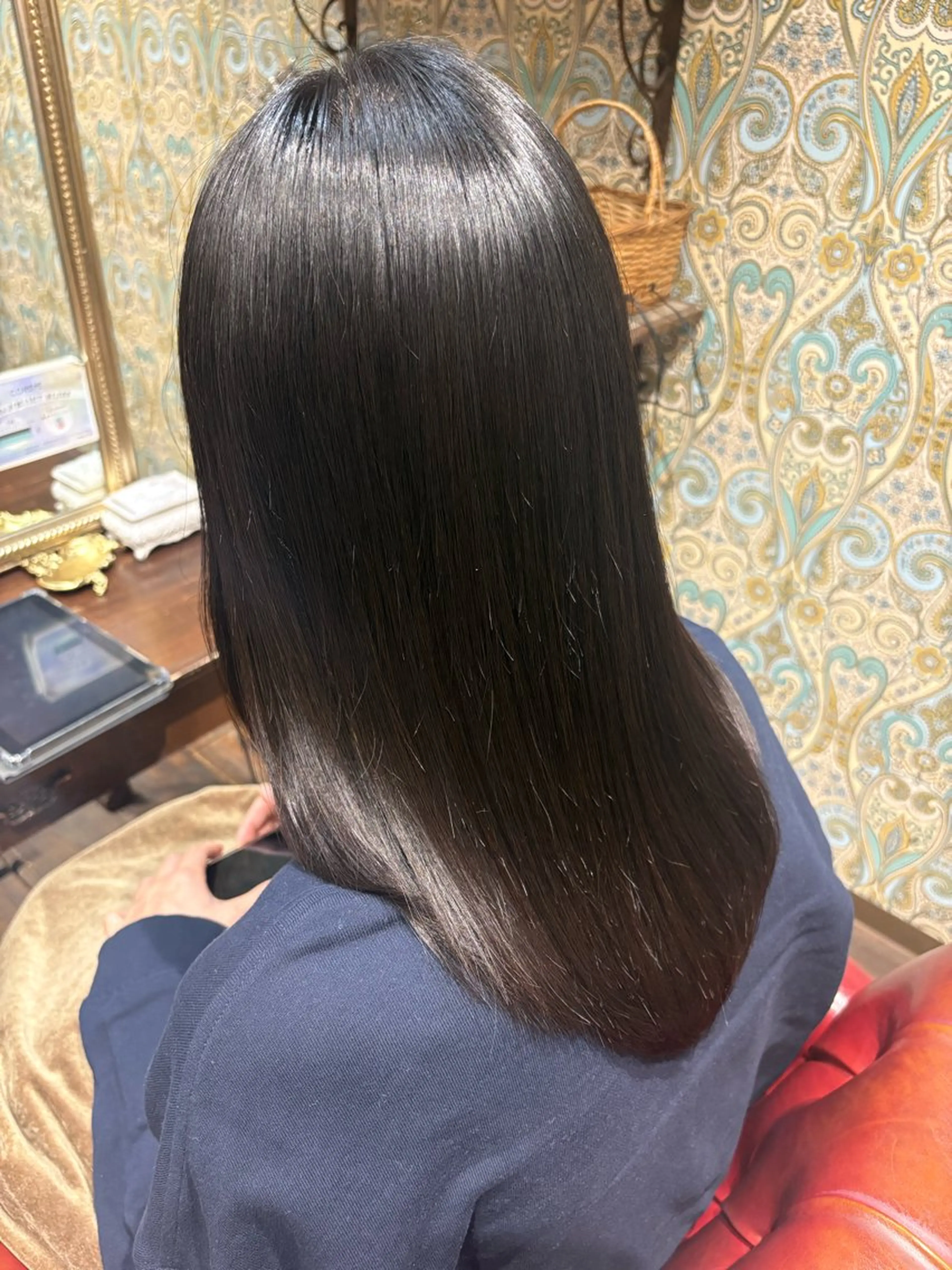 セミロング パーマ 酸性ストレート ストレートパーマ カット 縮毛矯正 トリートメント なぎさ 🎀  / 透明感カラー/心斎橋のヘアスタイル