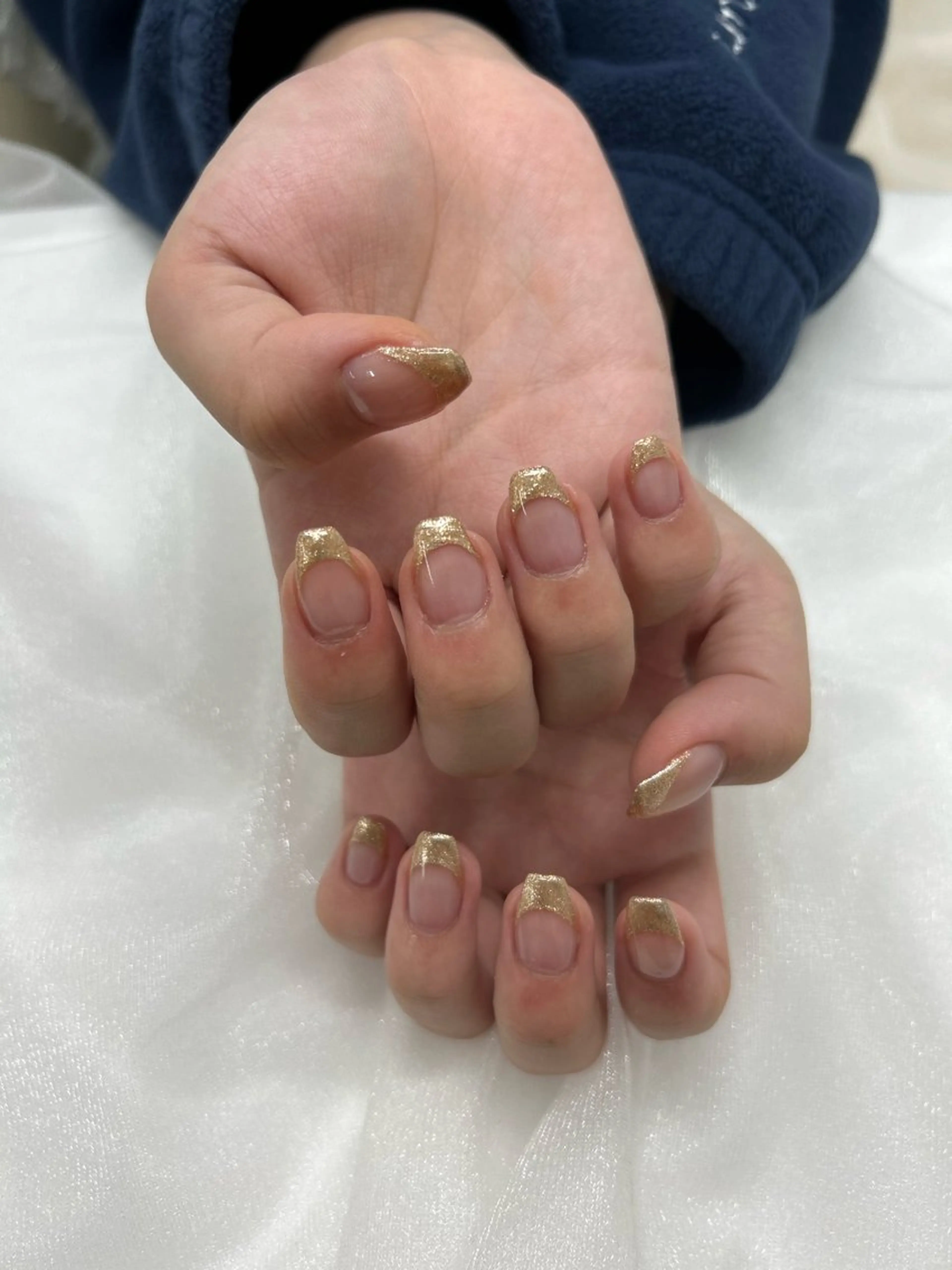 ネイル フレンチネイル ラメ(グリッター) 加藤 楓子のネイルデザイン