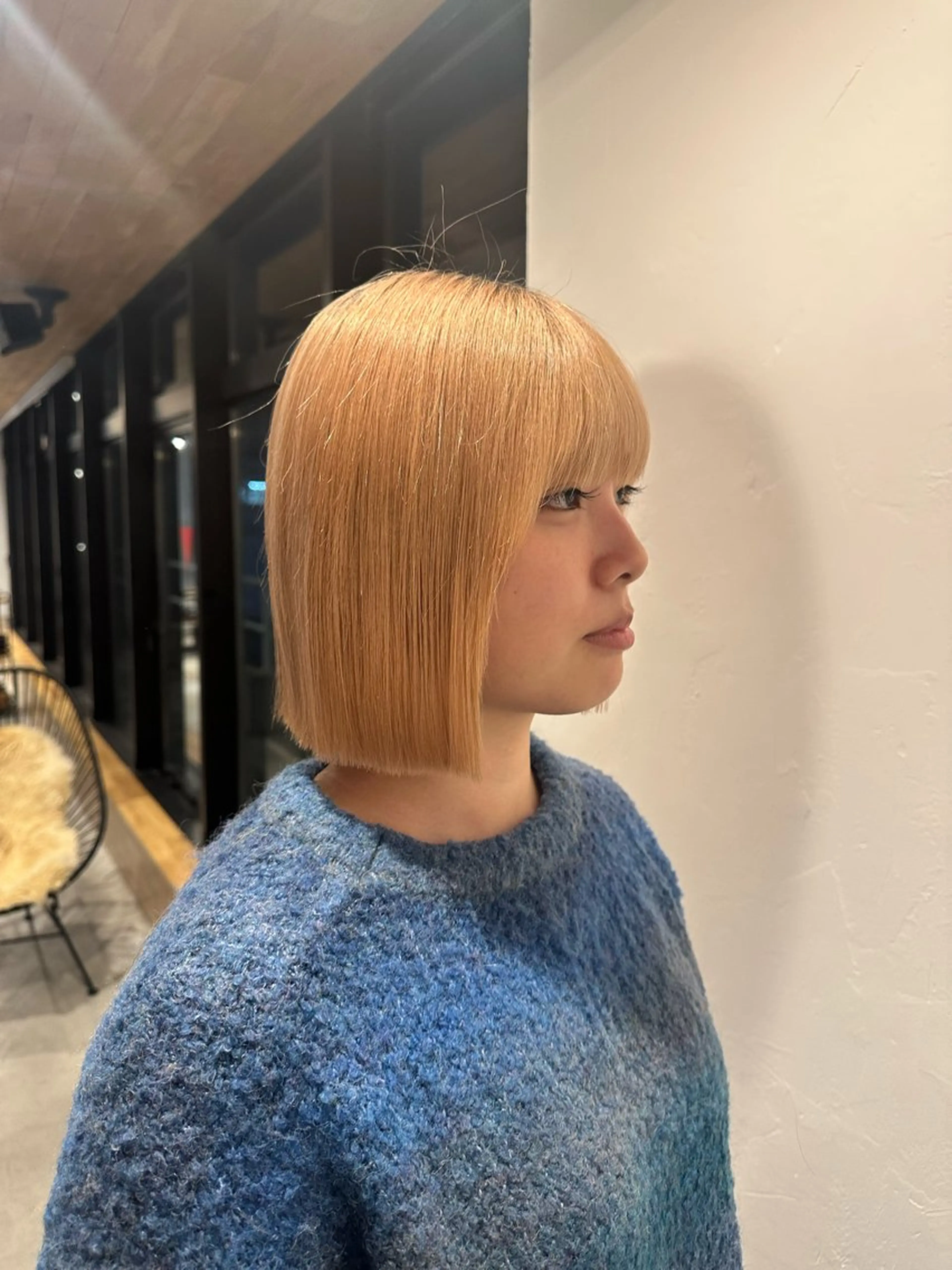 ミディアム 切りっぱなしボブ ボブ 縮毛矯正🩰 新潟/レイヤー/有紗のヘアスタイル