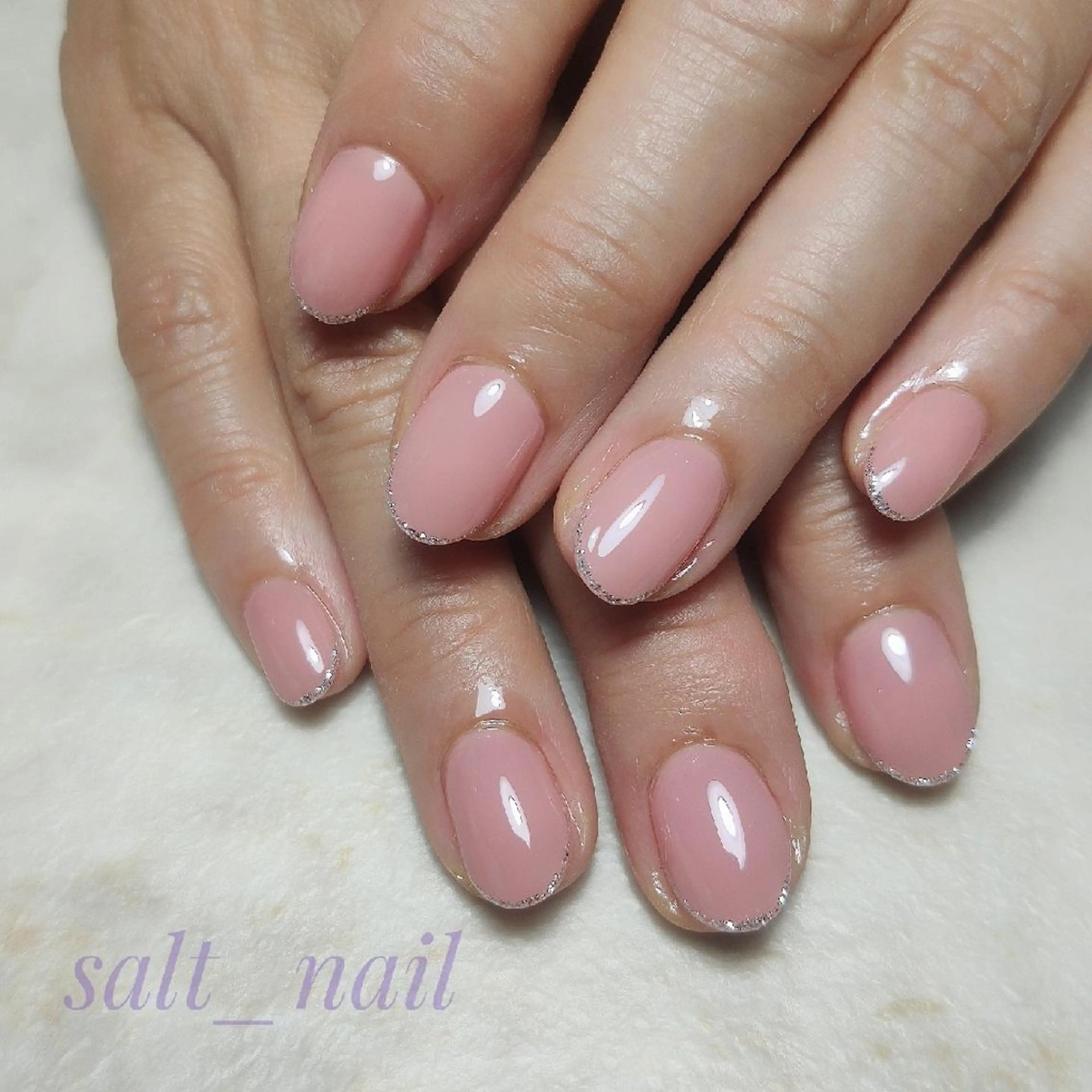 ネイル フレンチネイル ラメ(グリッター) 個人サロン saltnailのネイルデザイン