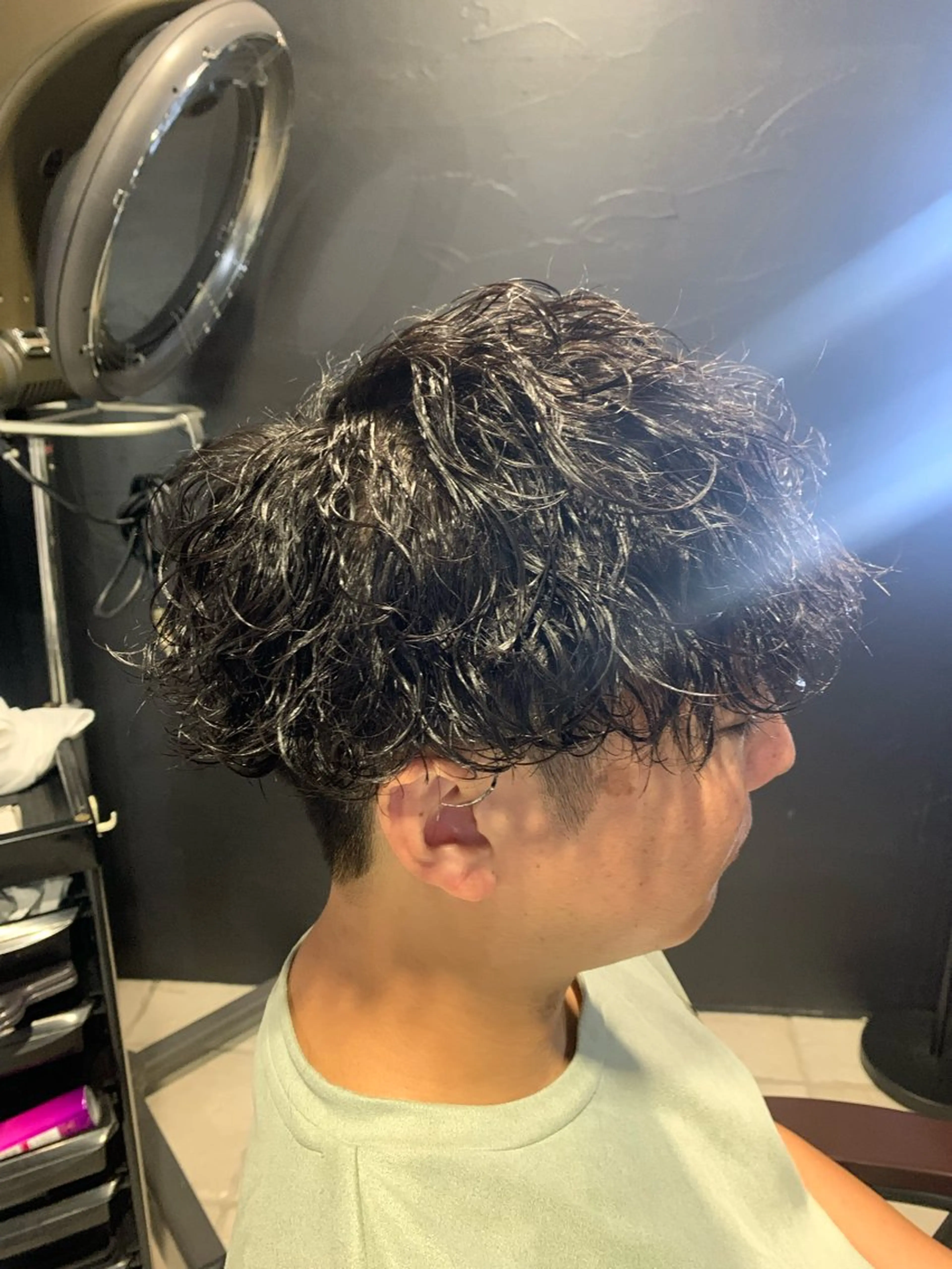 ショート メンズ マッシュ 波巻きパーマ メンズパーマ/難波/ 心斎橋　室園亮佑のヘアスタイル