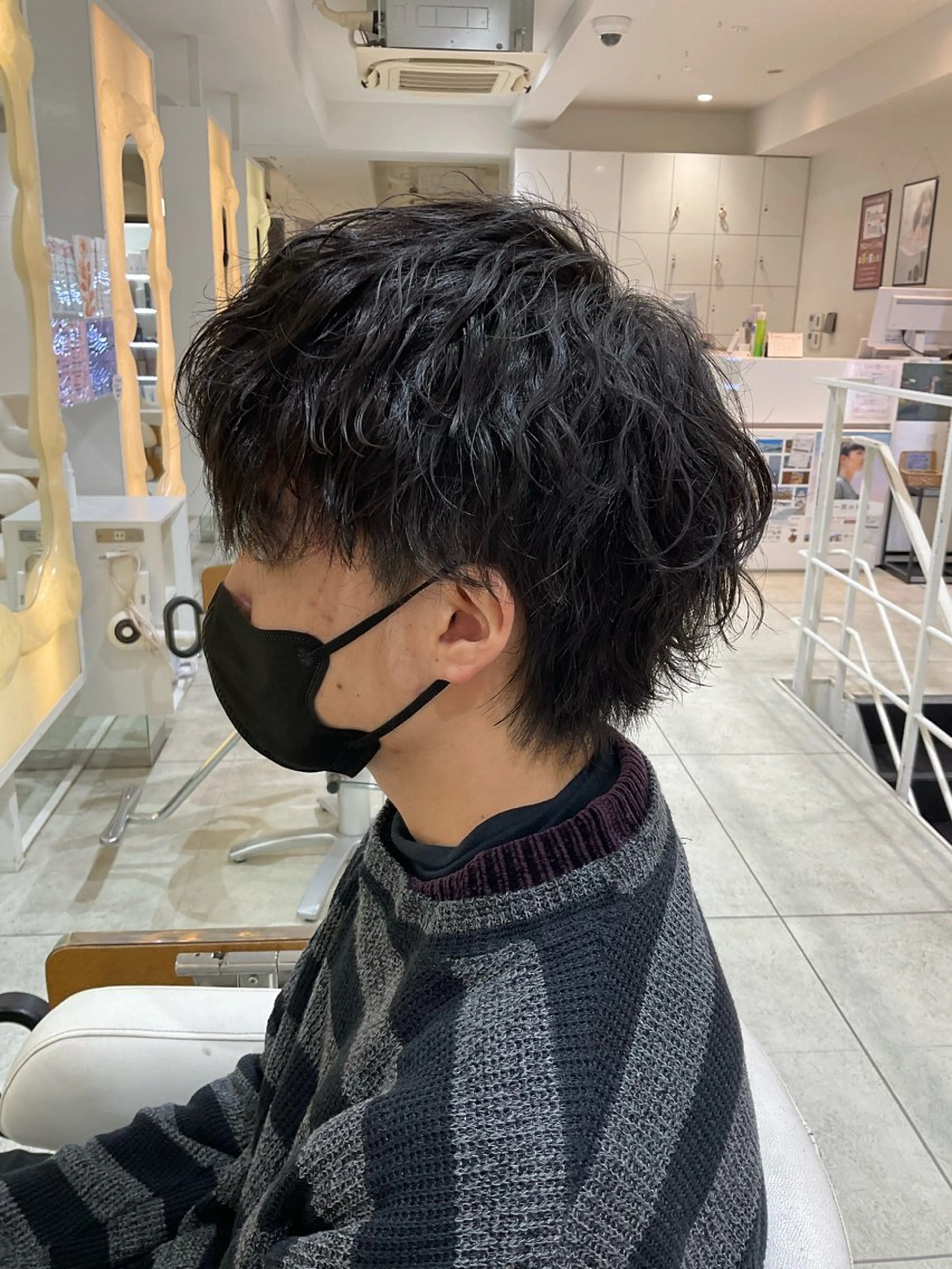 パーマ メンズ 波巻きパーマ 稲村 直也のヘアスタイル