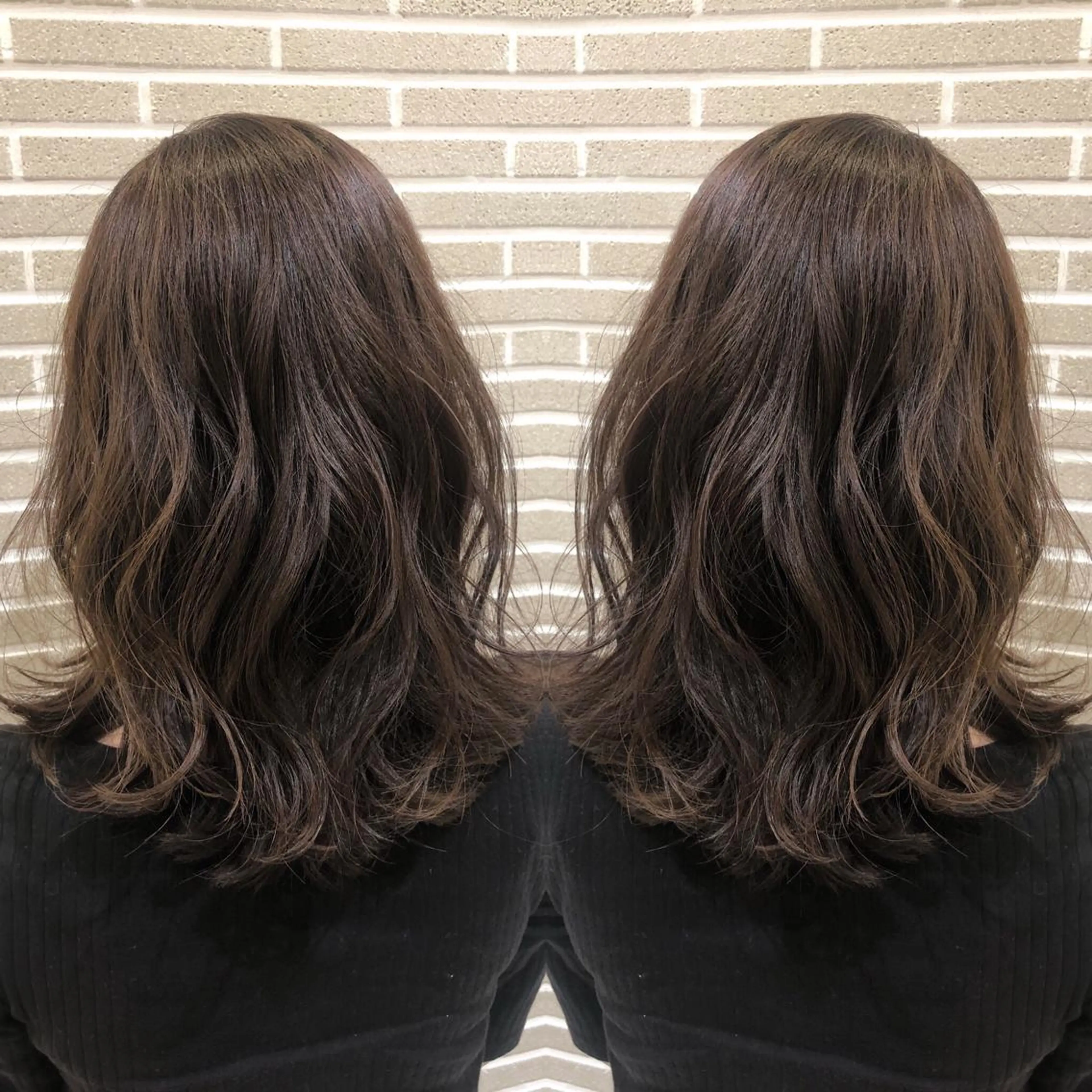 ミディアム カラー カット ヘアカラー トリートメント 山北 咲子のヘアスタイル