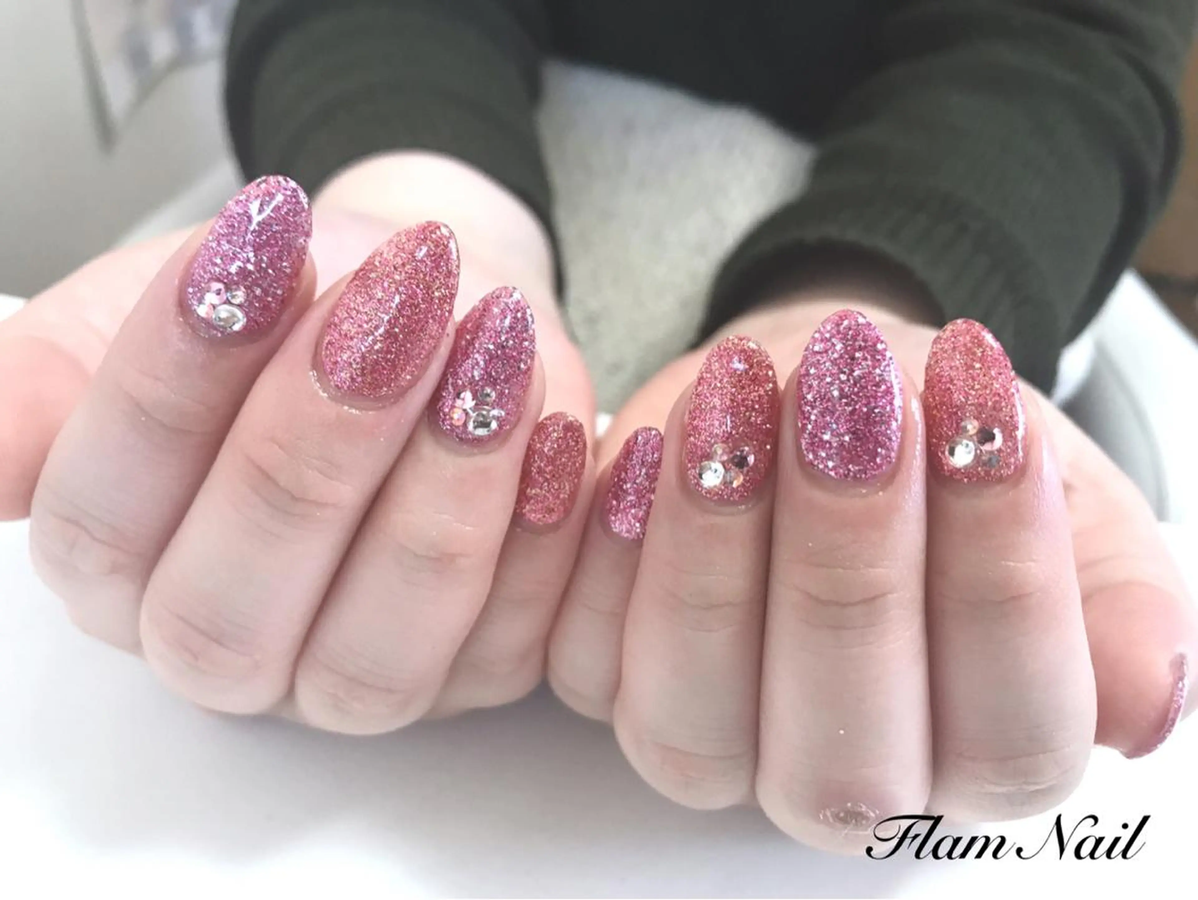 ネイル ゴールド ラメ(グリッター) ピンク シルバー Flam Nailのネイルデザイン