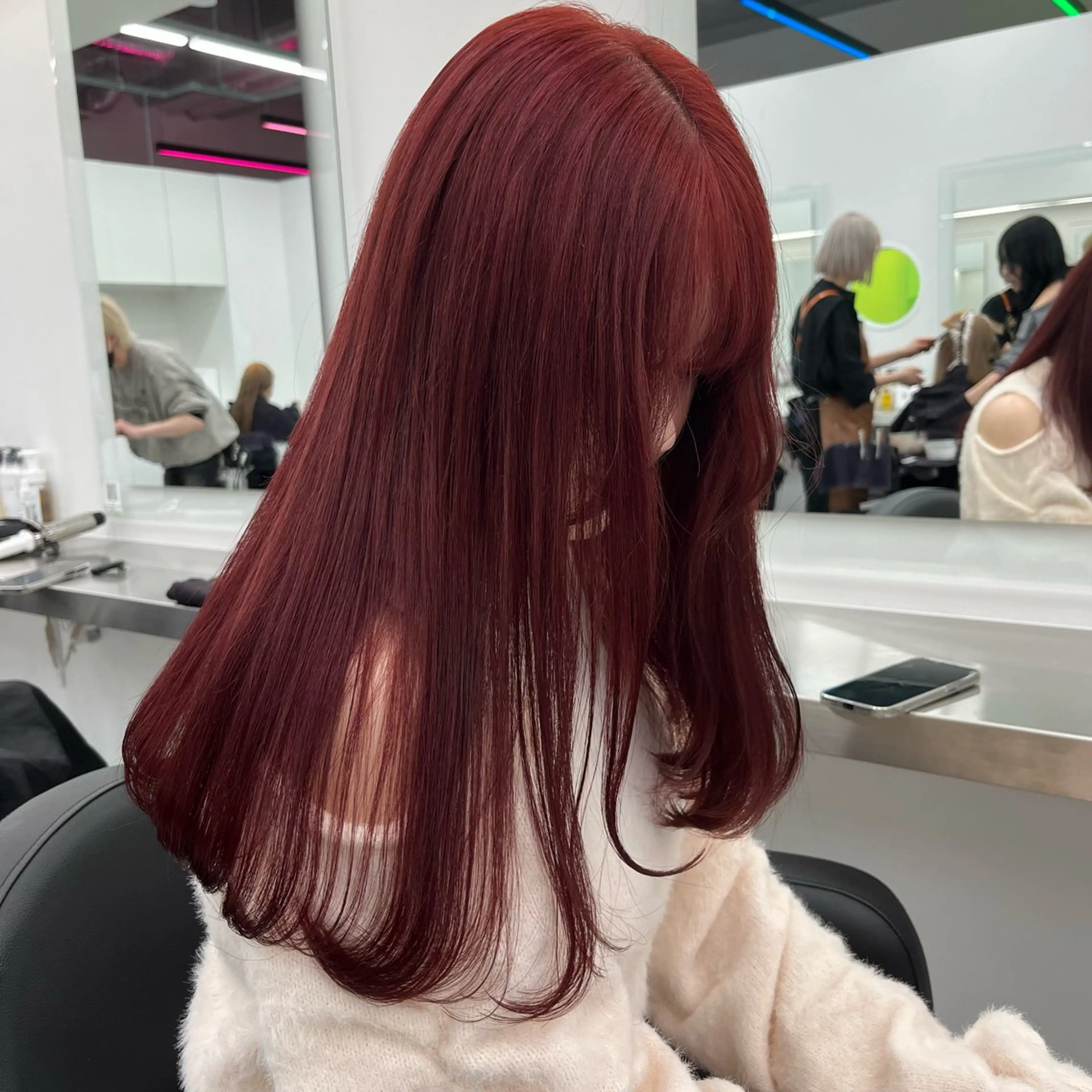 ロング ヘアカラー トリートメント ヘッドスパ ヘアセット 💗韓国暖色ヘア NO.1💗🪽のヘアスタイル