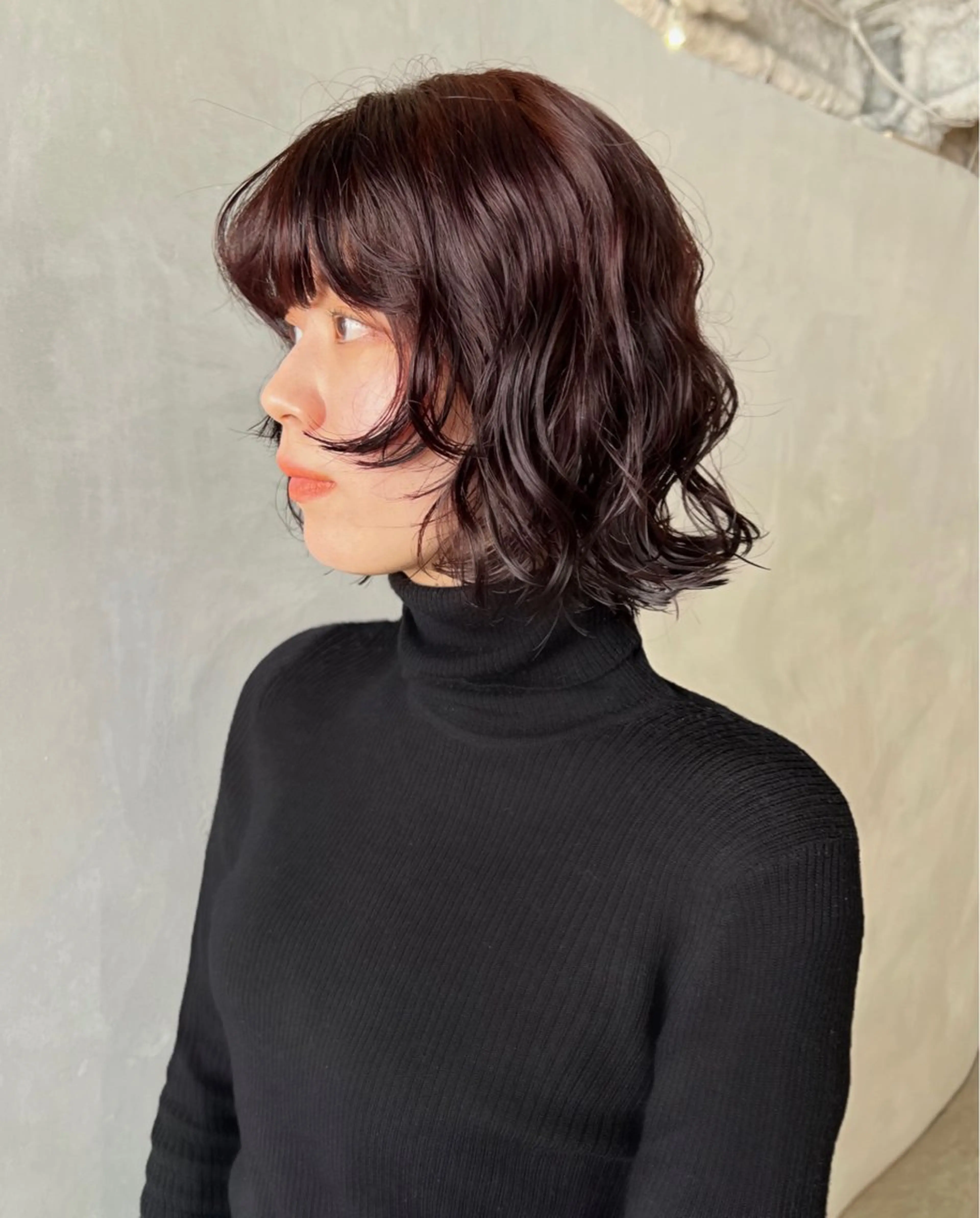 ミディアム パーマ 藤原 怜央のヘアスタイル