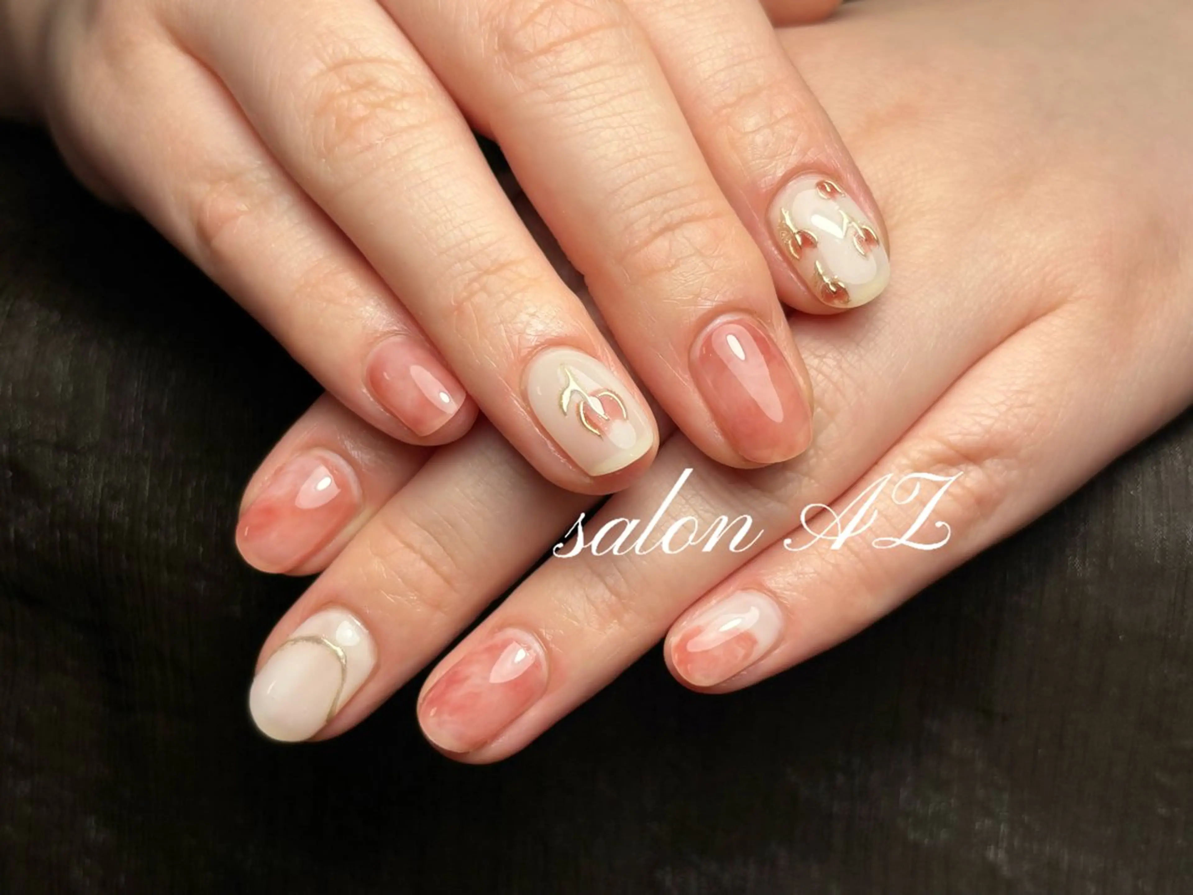 ネイル 桜ネイル 長さ出し フットネイル フレンチネイル ジェルネイル salon AZのネイルデザイン