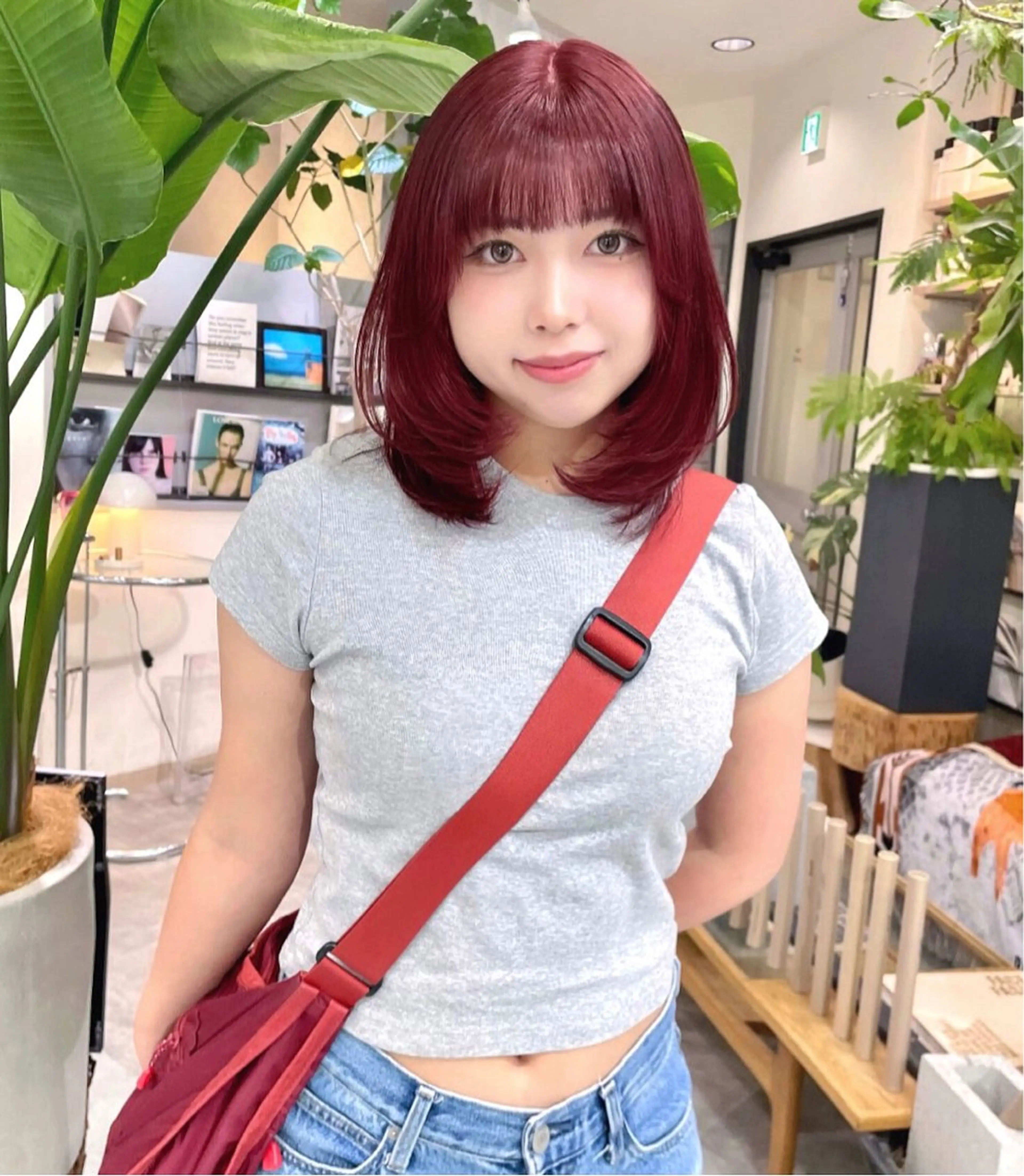 ミディアム カラー ケアカラー レッドカラー ヘアカラー トリートメント カノン/透明感カラー /酸性ストレートのヘアスタイル