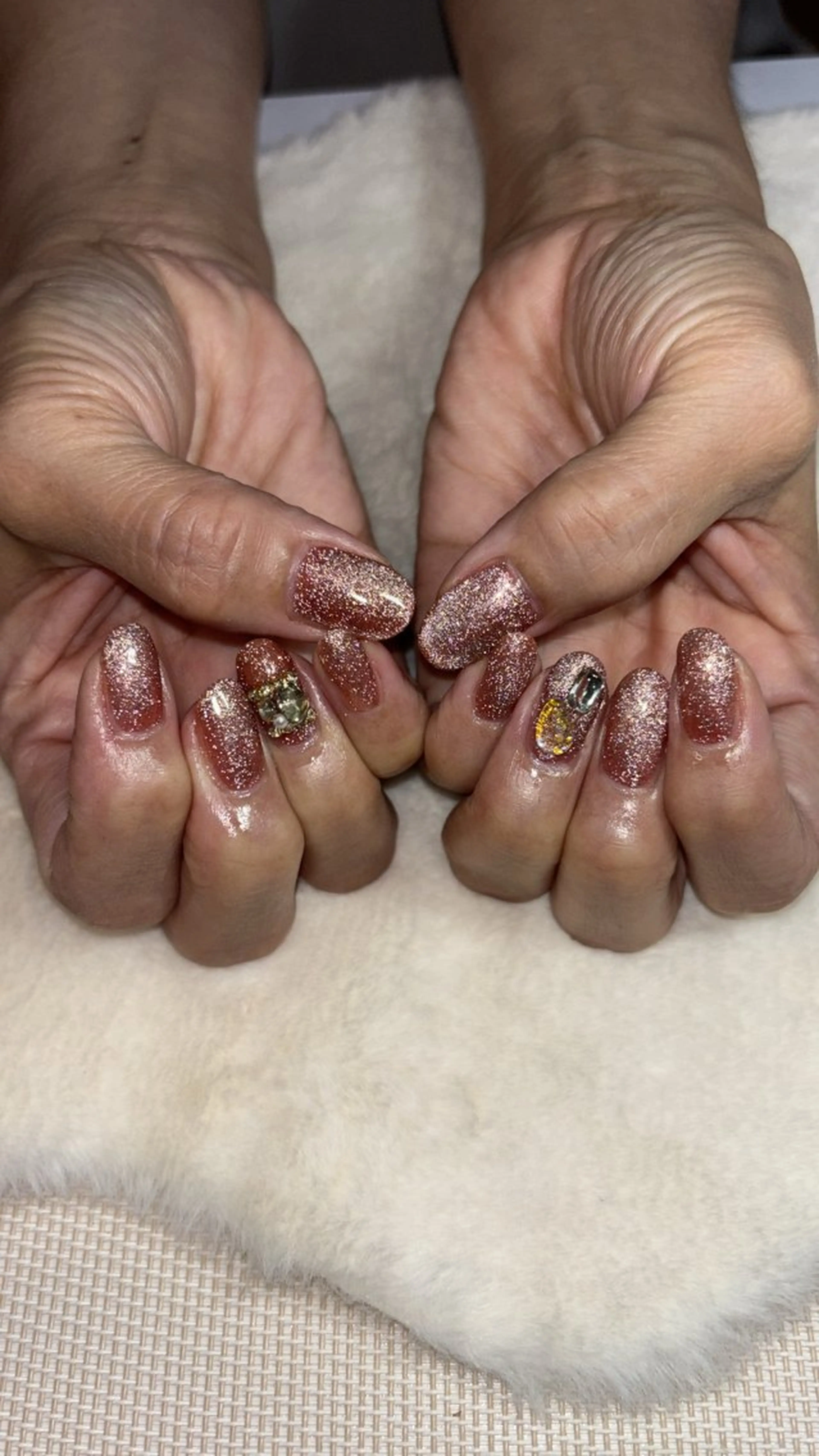 ネイル フラッシュネイル フラッシュマグ ゴールド マグネットネイル オレンジ ハンドネイル Coconail 恭子のネイルデザイン