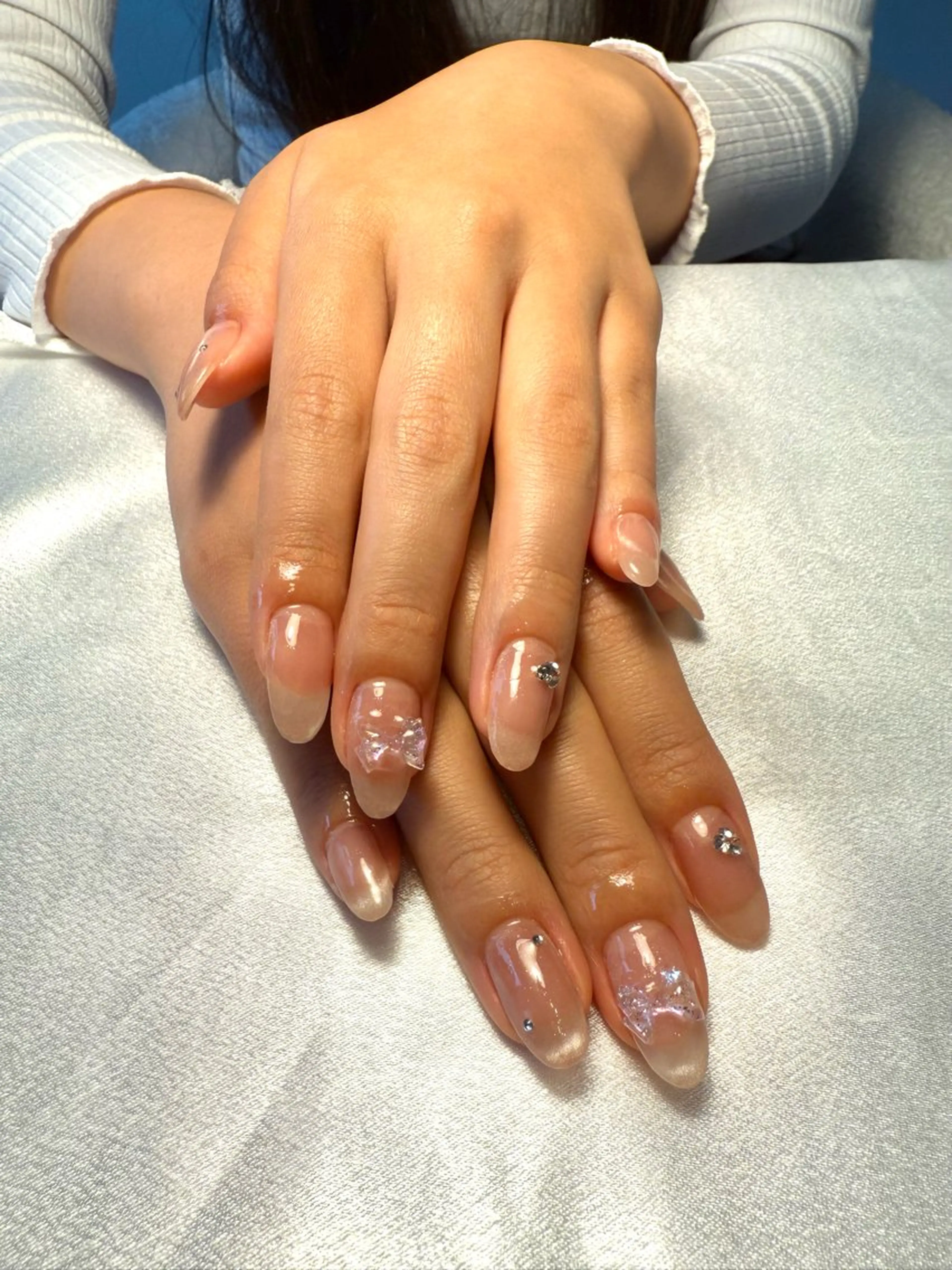 ネイル フレンチネイル マグネットネイル マグネットフレンチ シンプルネイル nail salon Estelleのネイルデザイン