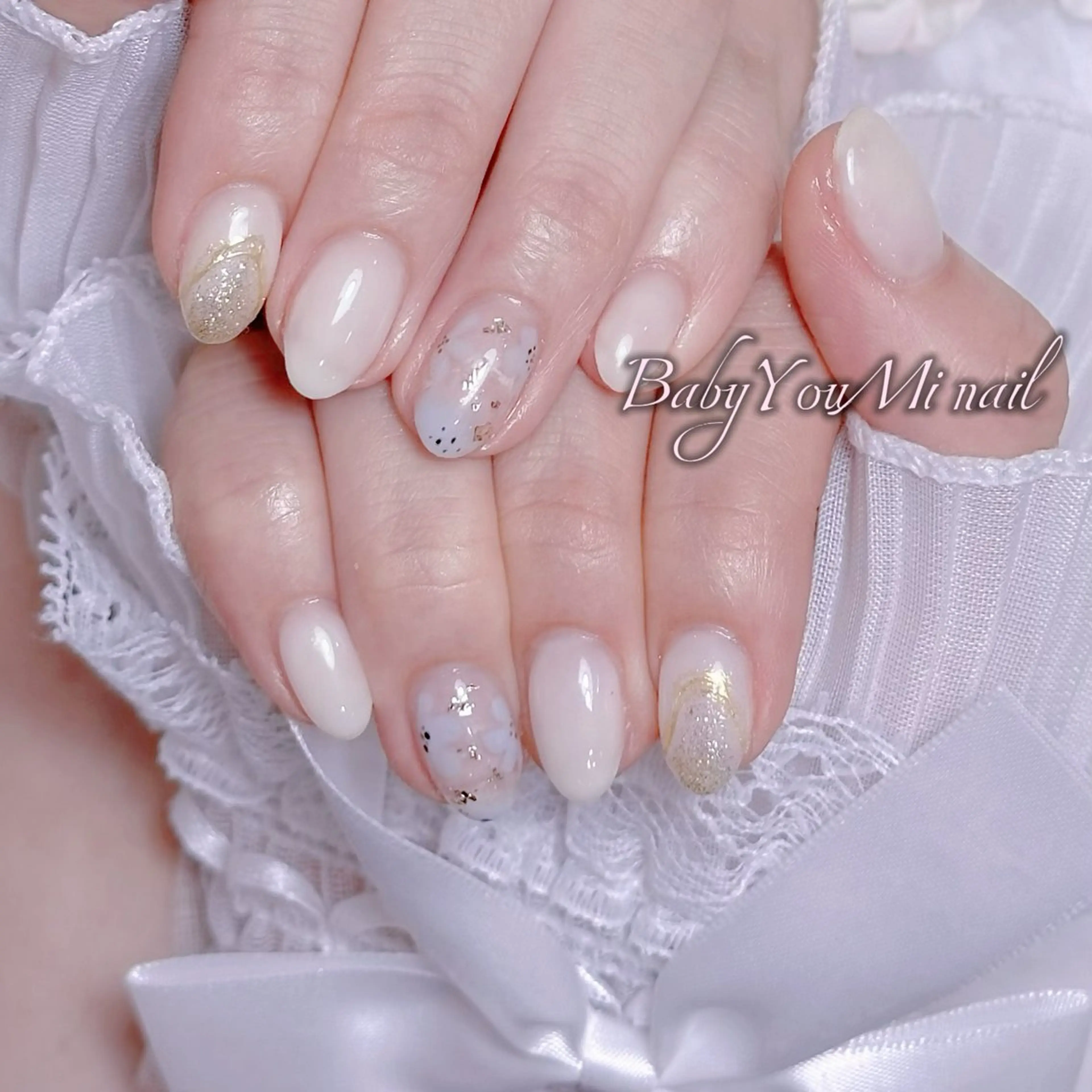 ネイル オーロラネイル チークネイル 成人式 フットネイル フレンチネイル ハンドネイル ハンドケア BabyYouMi nailのネイルデザイン
