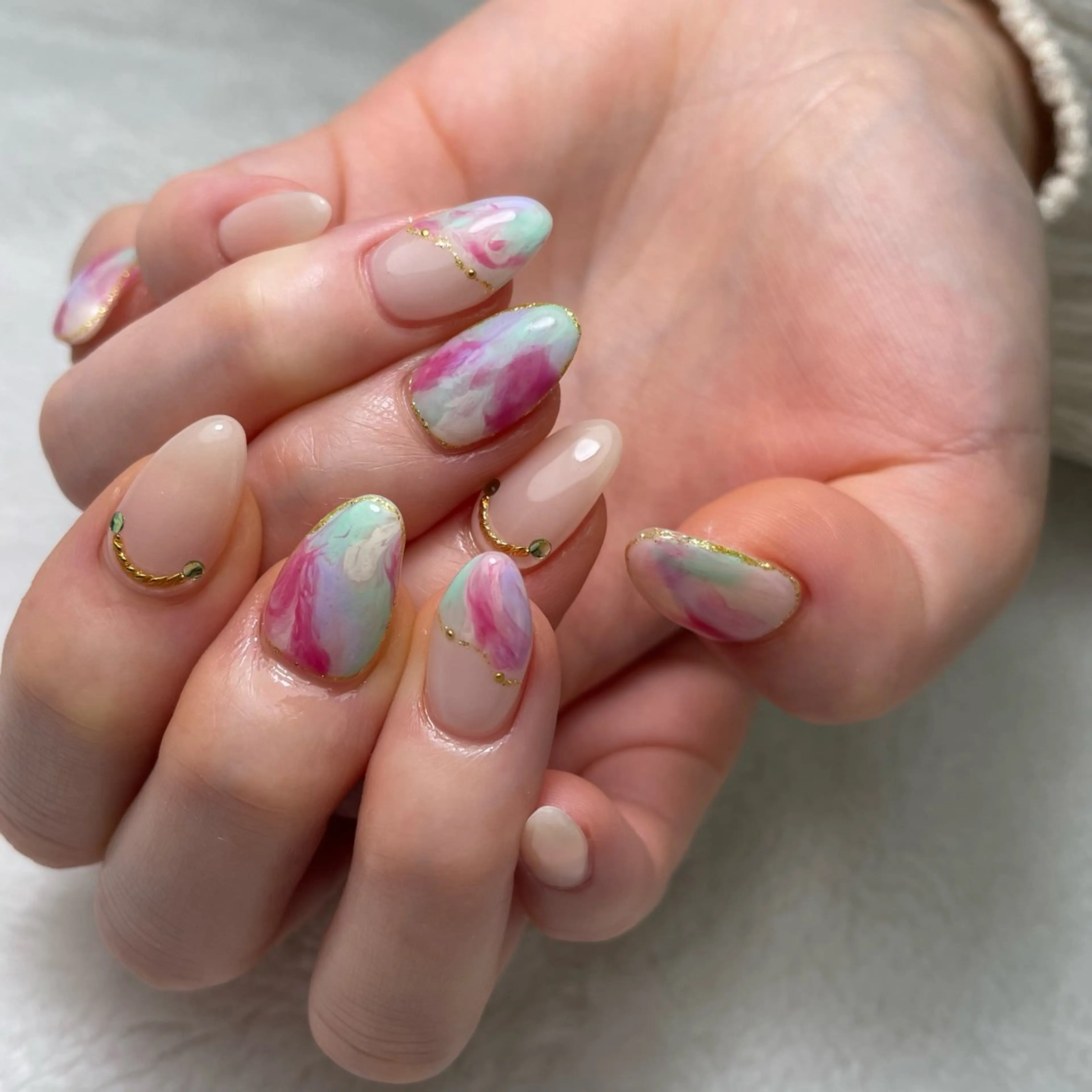 ネイル 大理石ネイル(マーブル) ハンドネイル kipinail 川﨑えりかのネイルデザイン