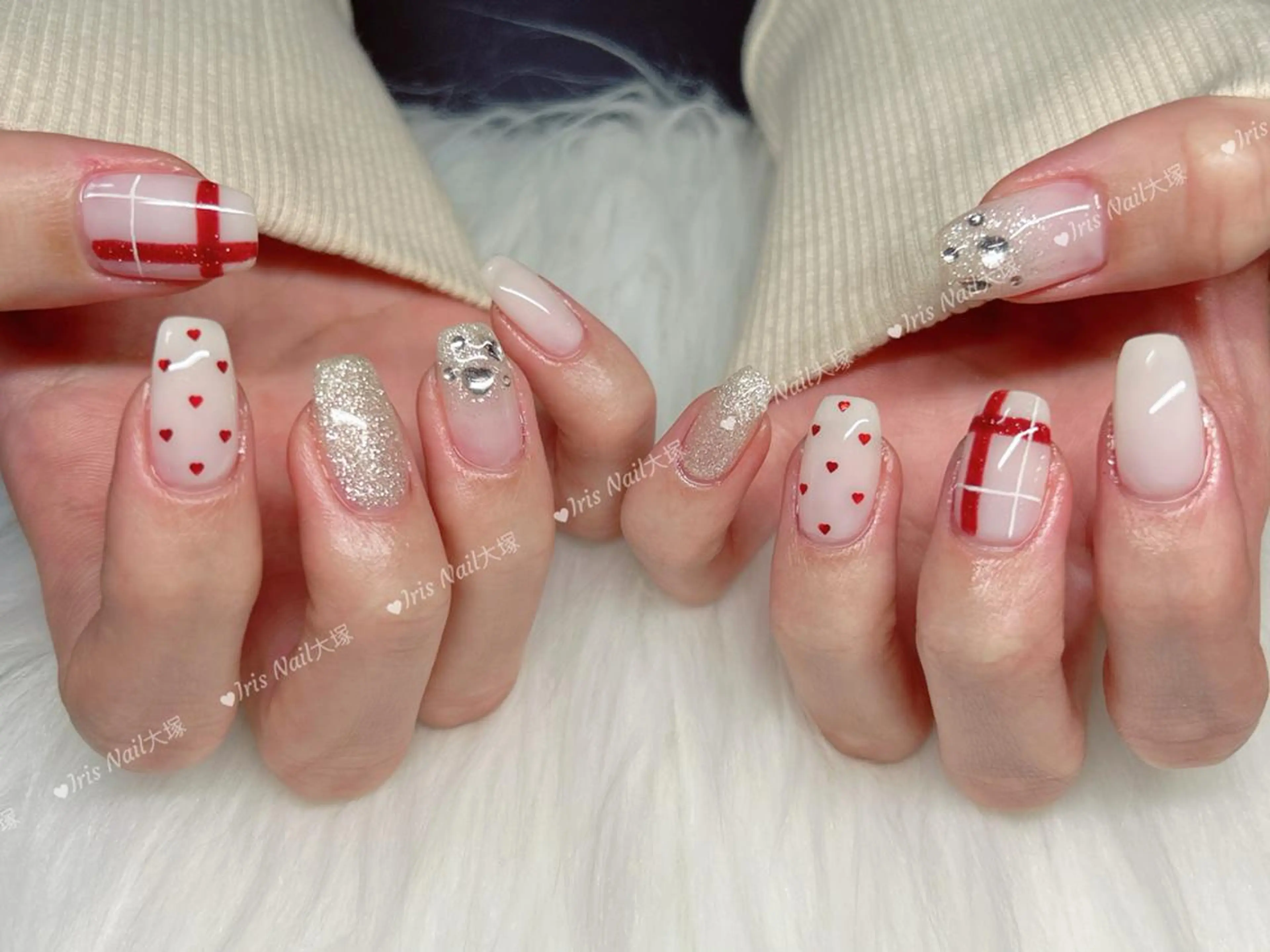 ネイル ハート バレンタイン ハンドネイル 💕藤江 月🌸🍒のネイルデザイン