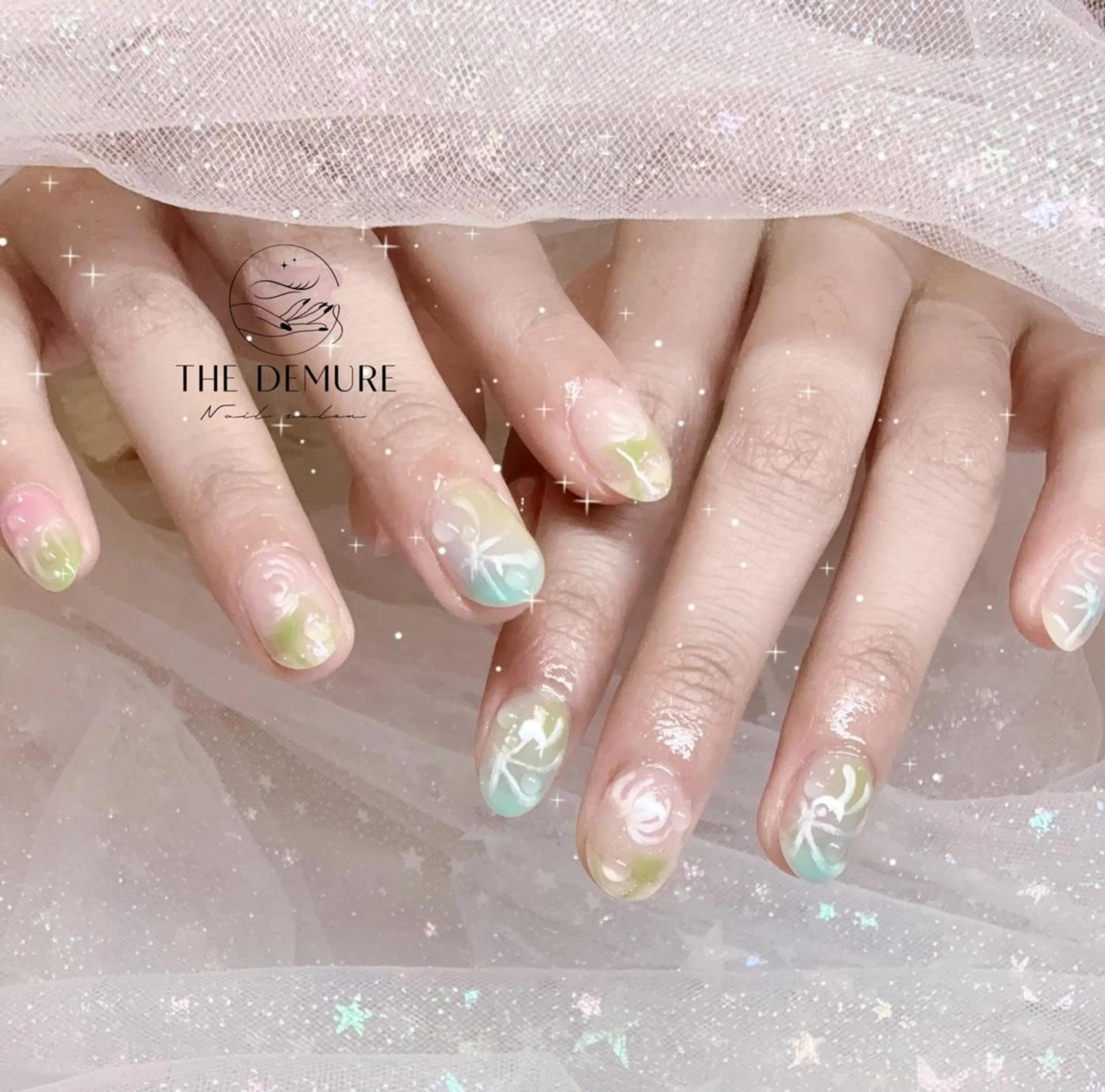 ネイル アートネイル フットネイル キラキラネイル 韓国ネイル ロングネイル ハンドネイル MOMO Nail 高田馬場店のネイルデザイン