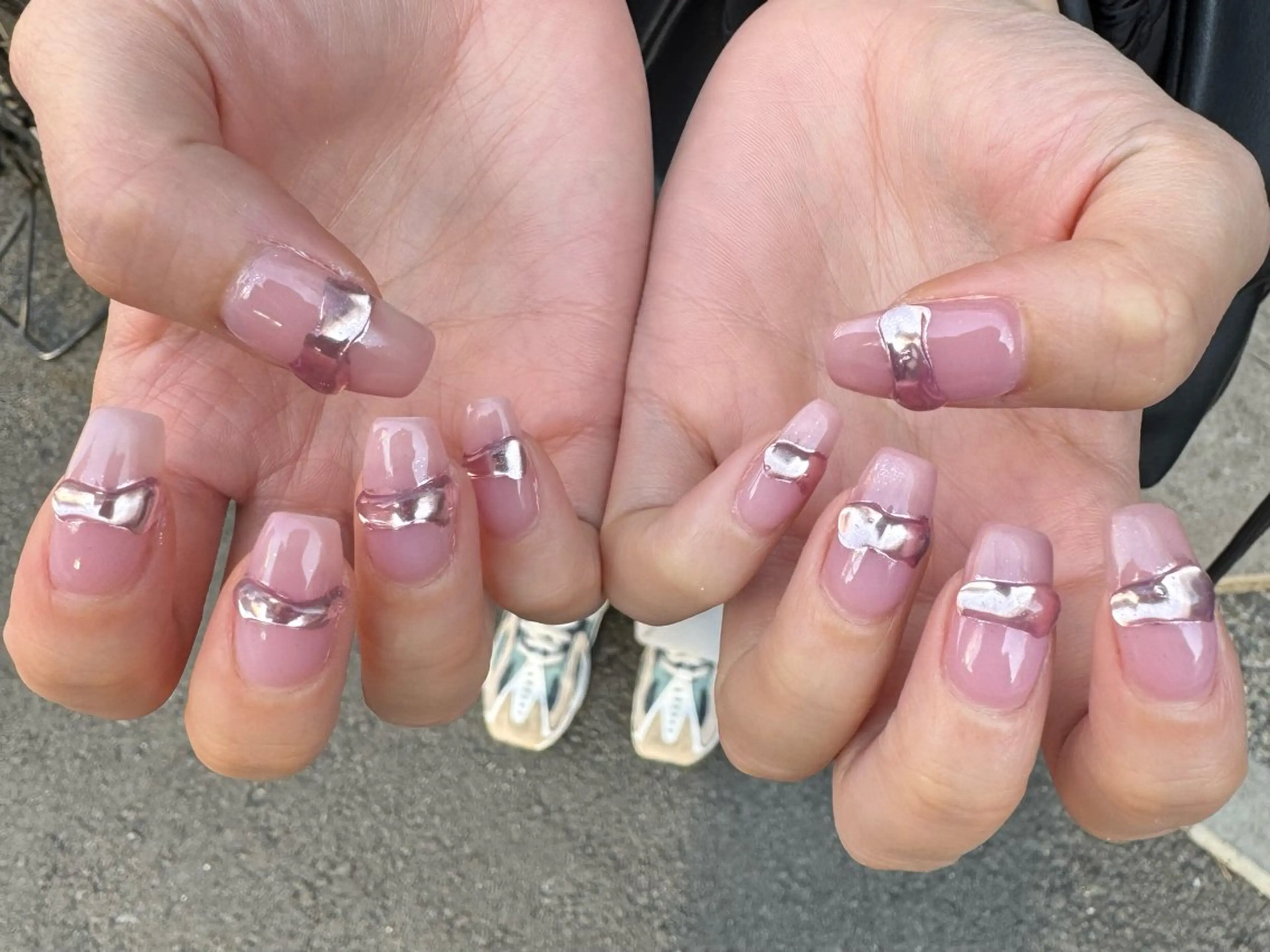 ネイル アートネイル 入学式 卒業式 ミラーネイル オフィスネイル MH_ Nailのネイルデザイン