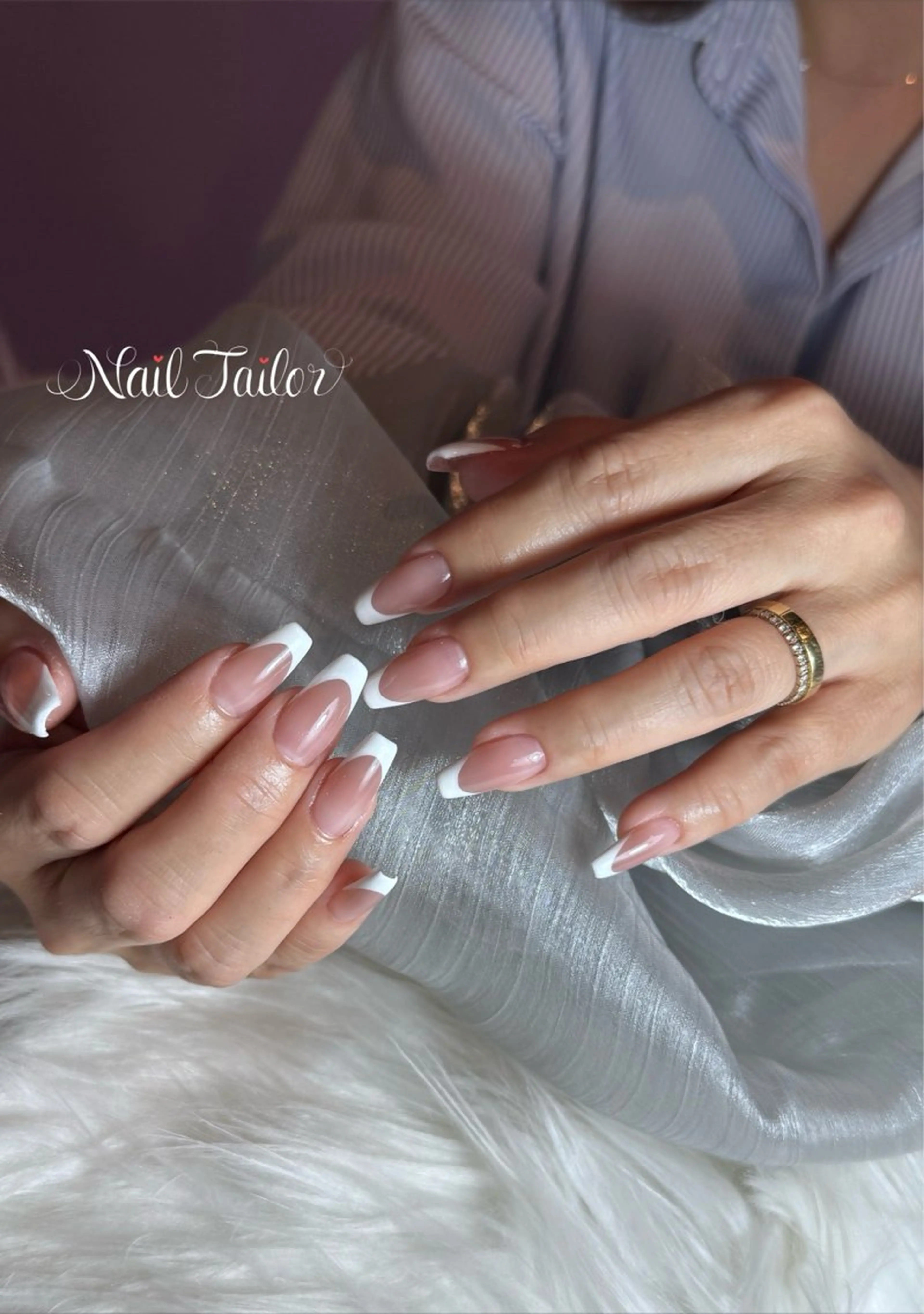 ネイル 長さ出し フレンチネイル ゴージャス ハンドネイル NailTailor ネイルテイラーのネイルデザイン