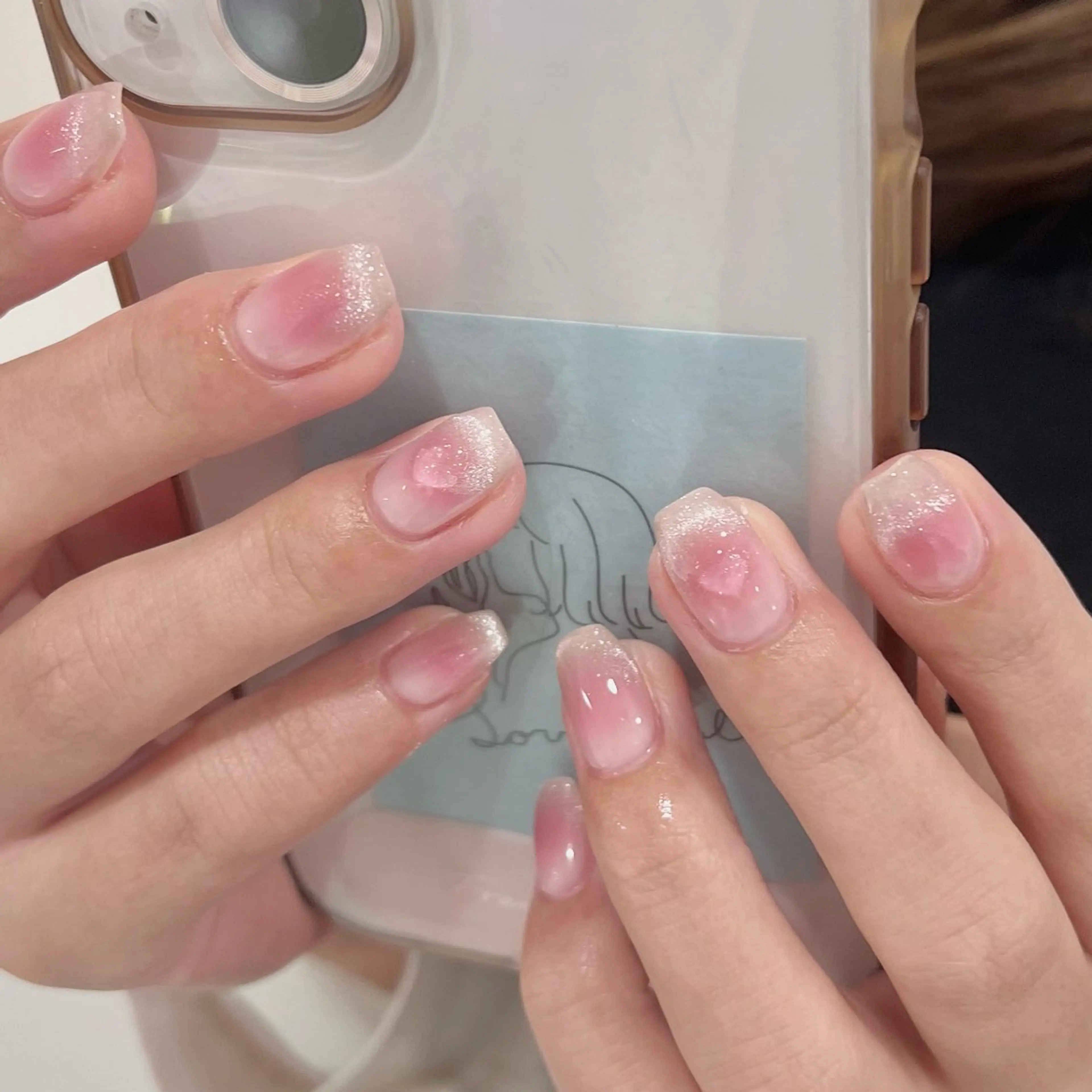 ネイル クリアネイル ハート 🎀チーク/ちゅるん 🫧chisa🎀のネイルデザイン