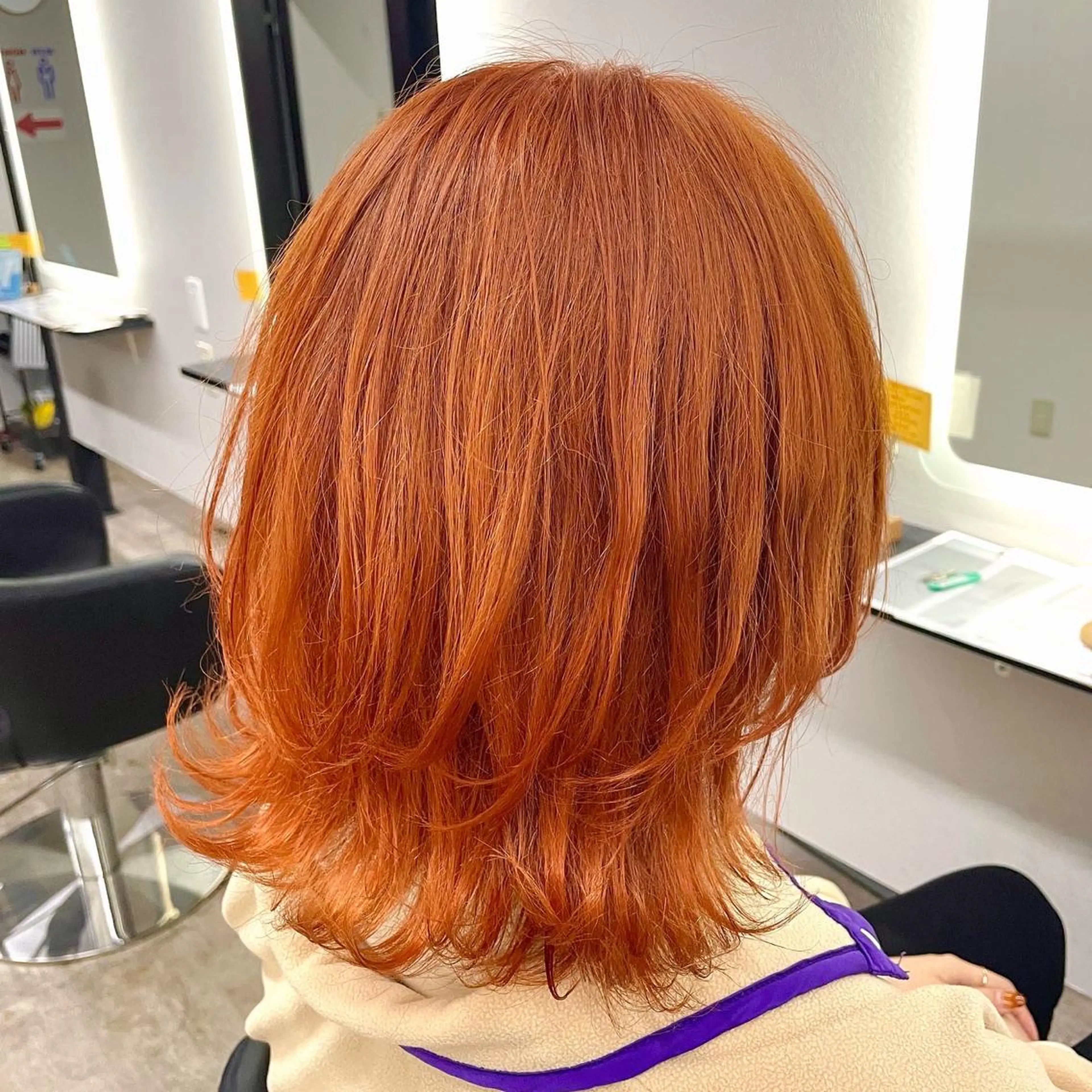 ミディアム カラー オレンジ ヘアカラー トリートメント RAIA💎ケア ブリーチ&パーマ💎のヘアスタイル