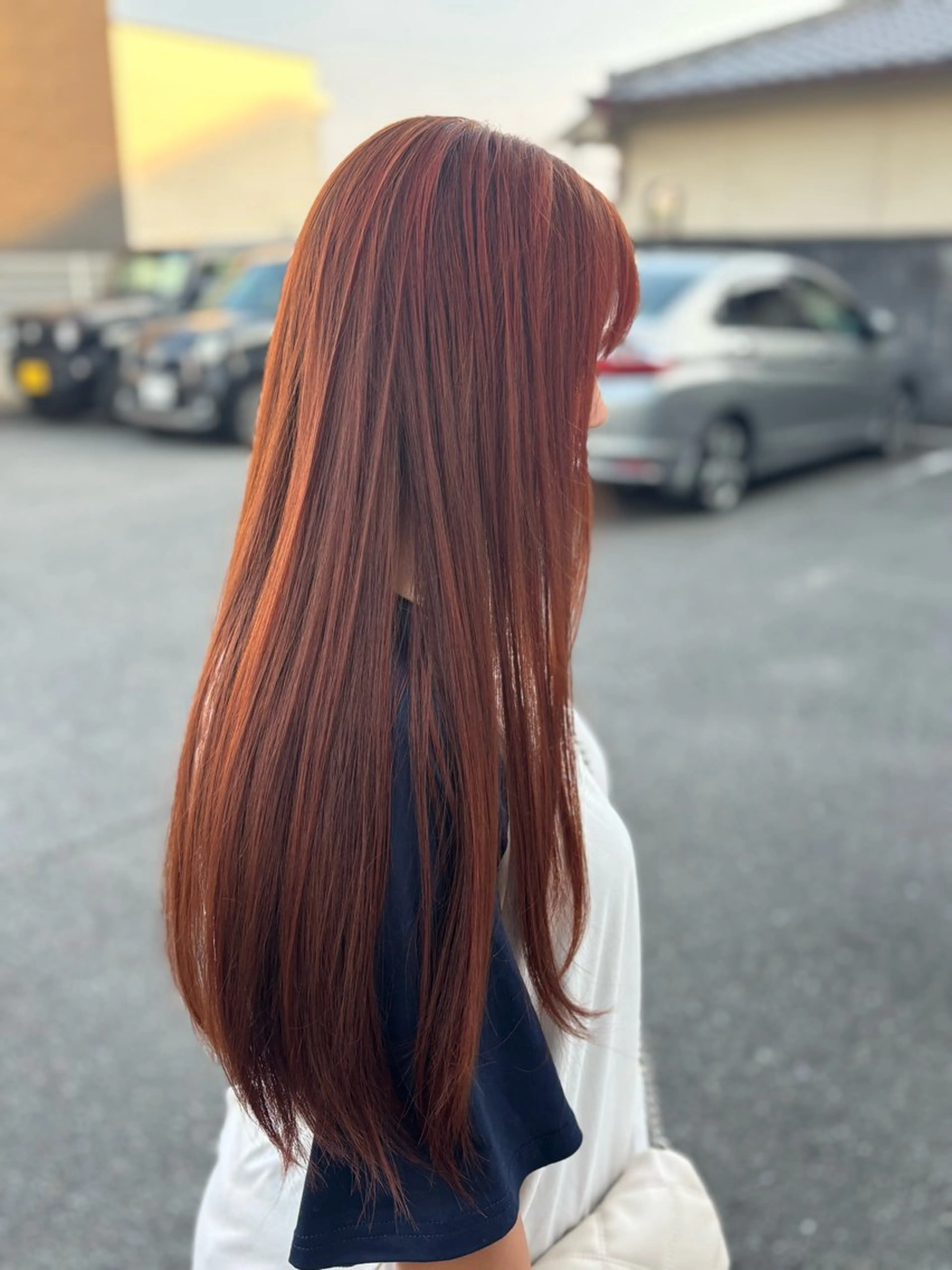 ロング カラー オレンジ ヘアカラー 落海 風花のヘアスタイル