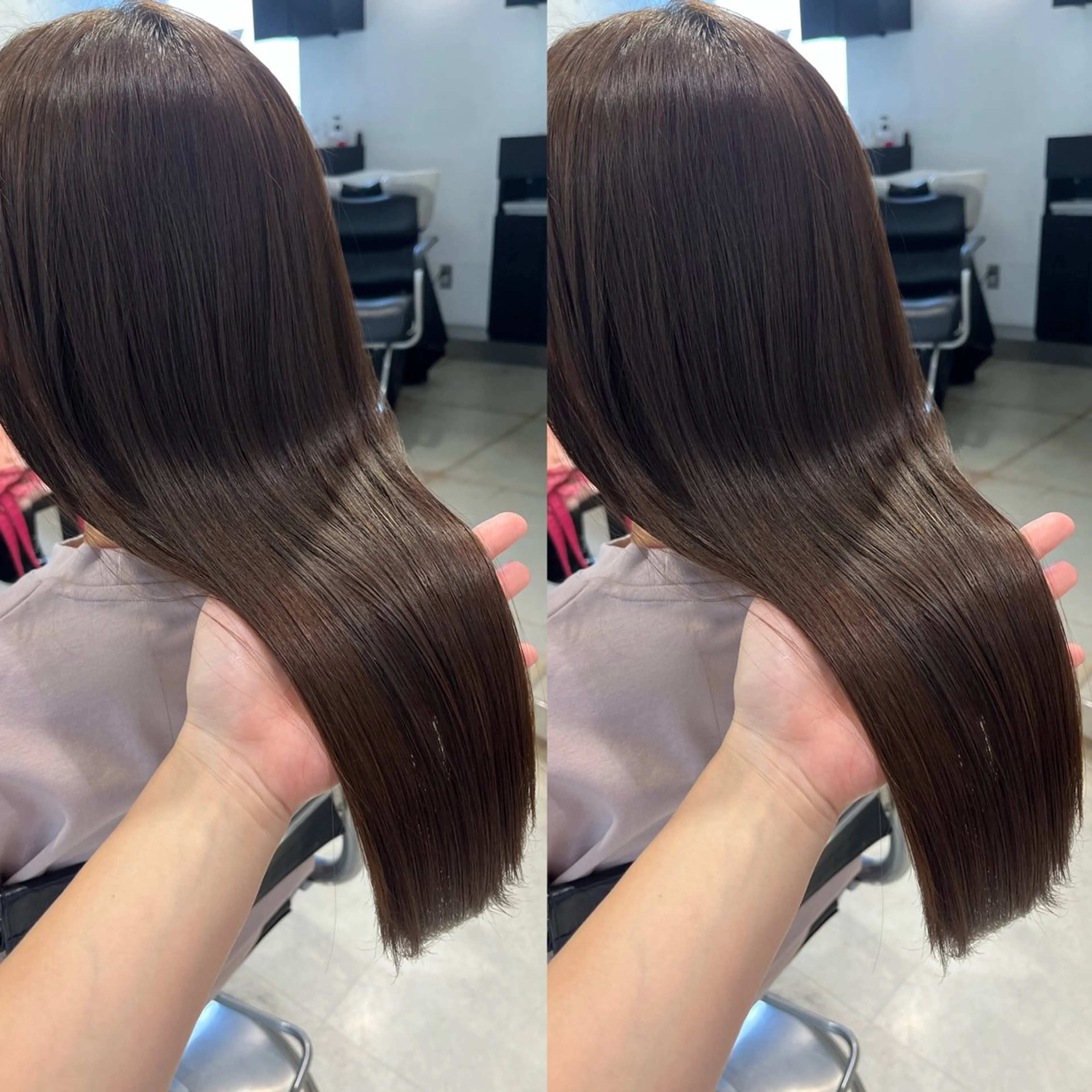 ロング カラー パーマ ヘアアレンジ 透明感/オリーブ/ グレージュ/YUKAのヘアスタイル