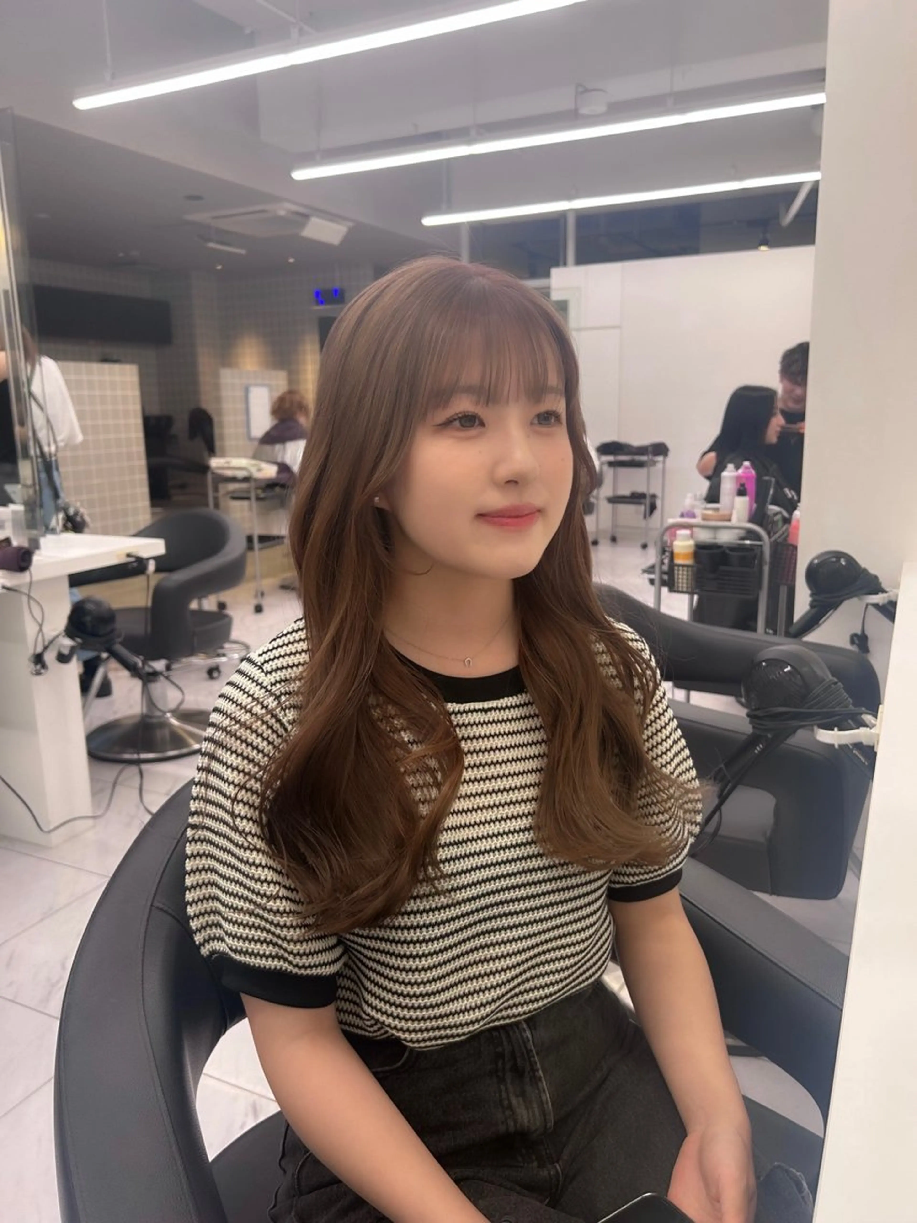 ロング カラー パーマ ヘアアレンジ メンズ キッズ ブリーチなしカラー/ ブラウン/レイヤーのヘアスタイル