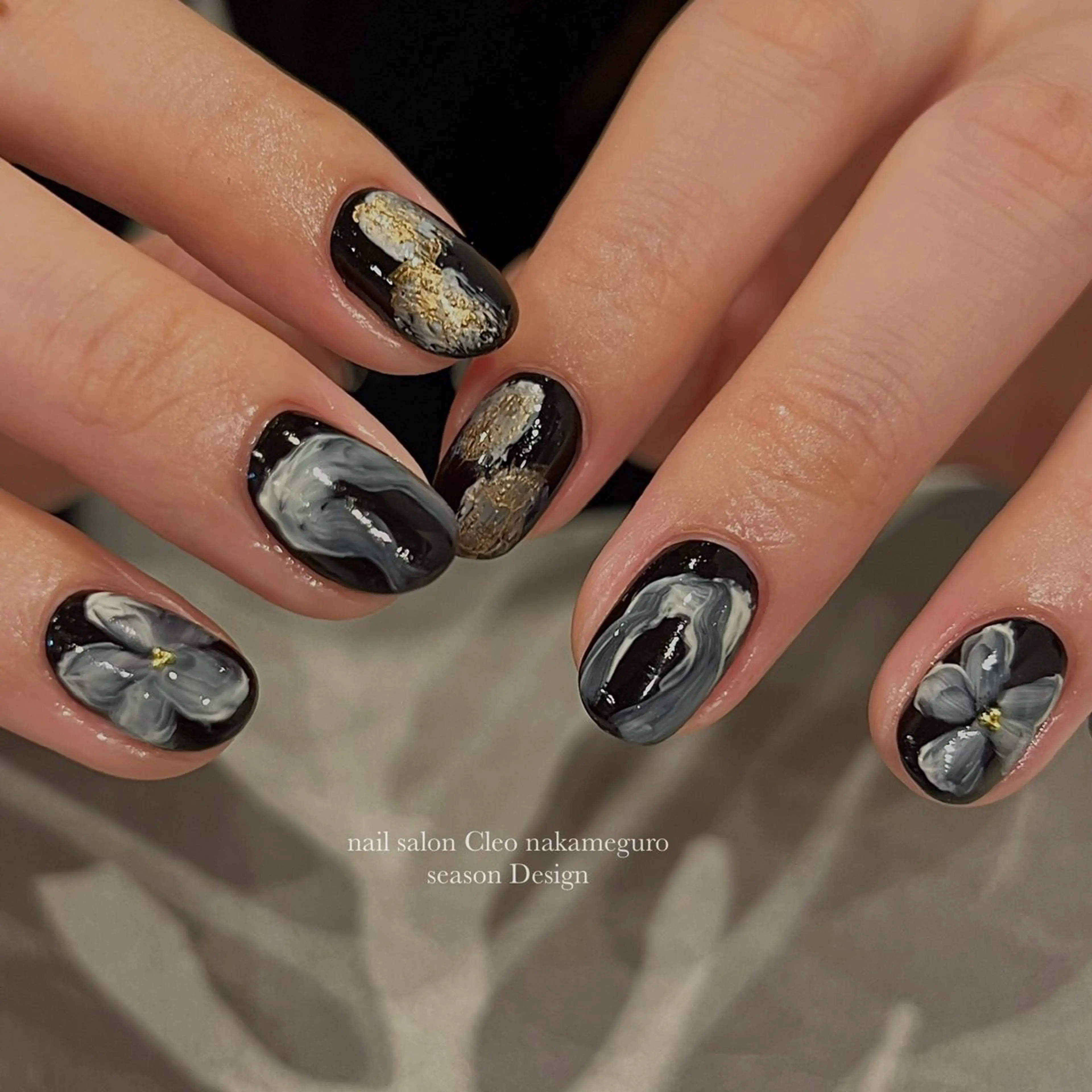 ネイル オーロラネイル フラワーネイル フレンチネイル ジェルネイル ハート ハンドネイル Cleo中目黒店 Hinahoのネイルデザイン