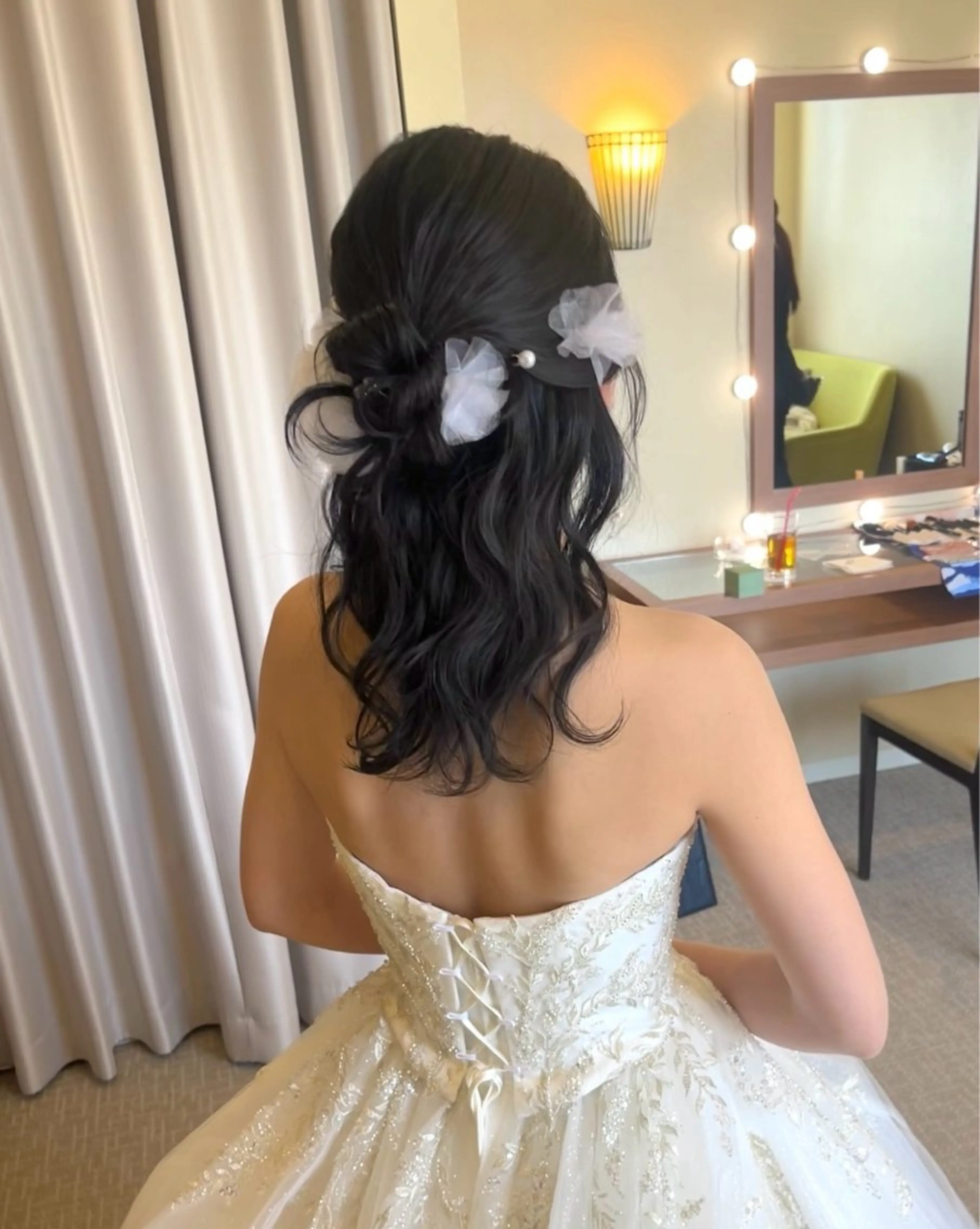 ヘアアレンジ ハーフアップ 結婚式・ブライダル ヘアセット 山田 知佳のヘアスタイル