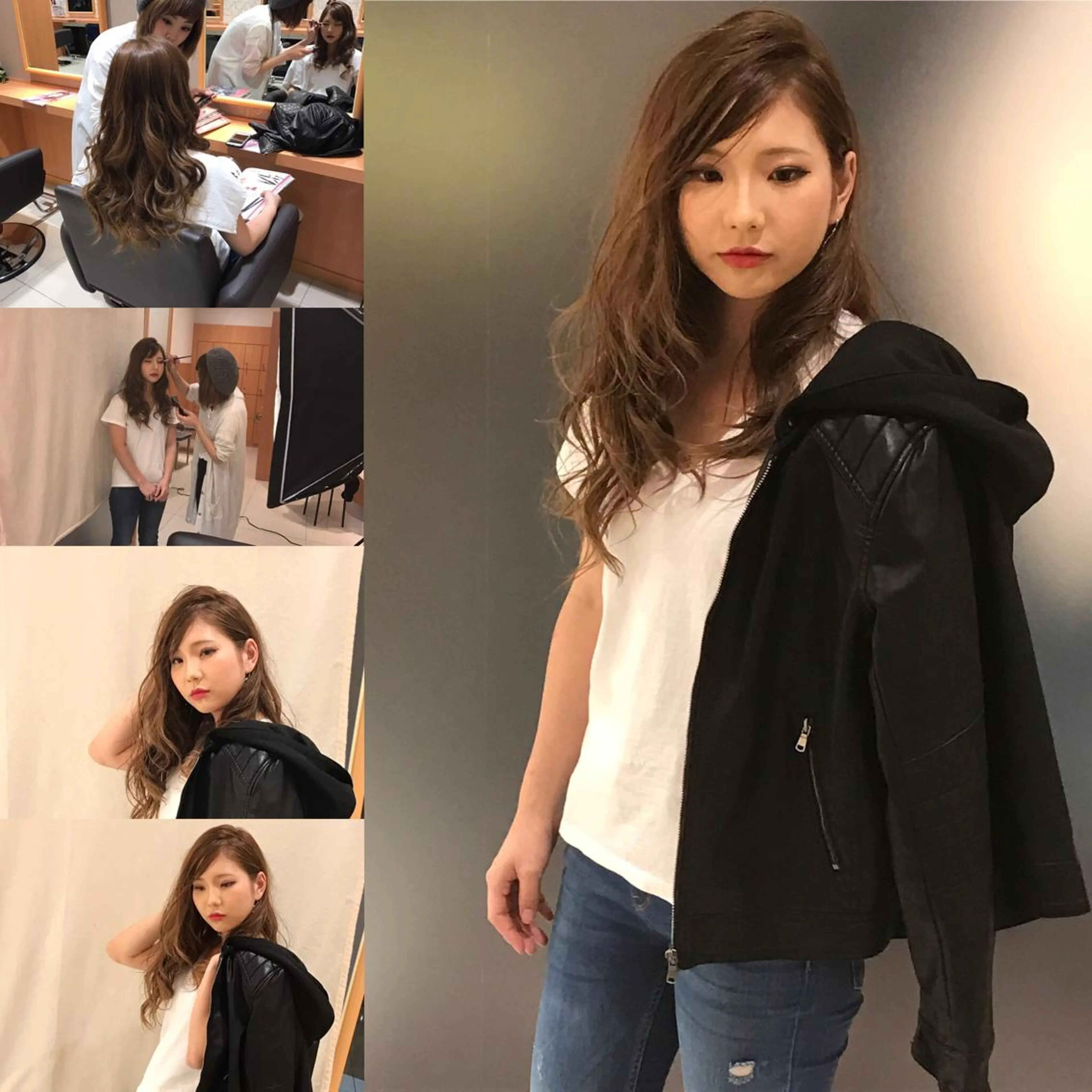 ミディアム セミロング カラー パーマ レイヤーカット匠 イソザキノリユキのヘアスタイル