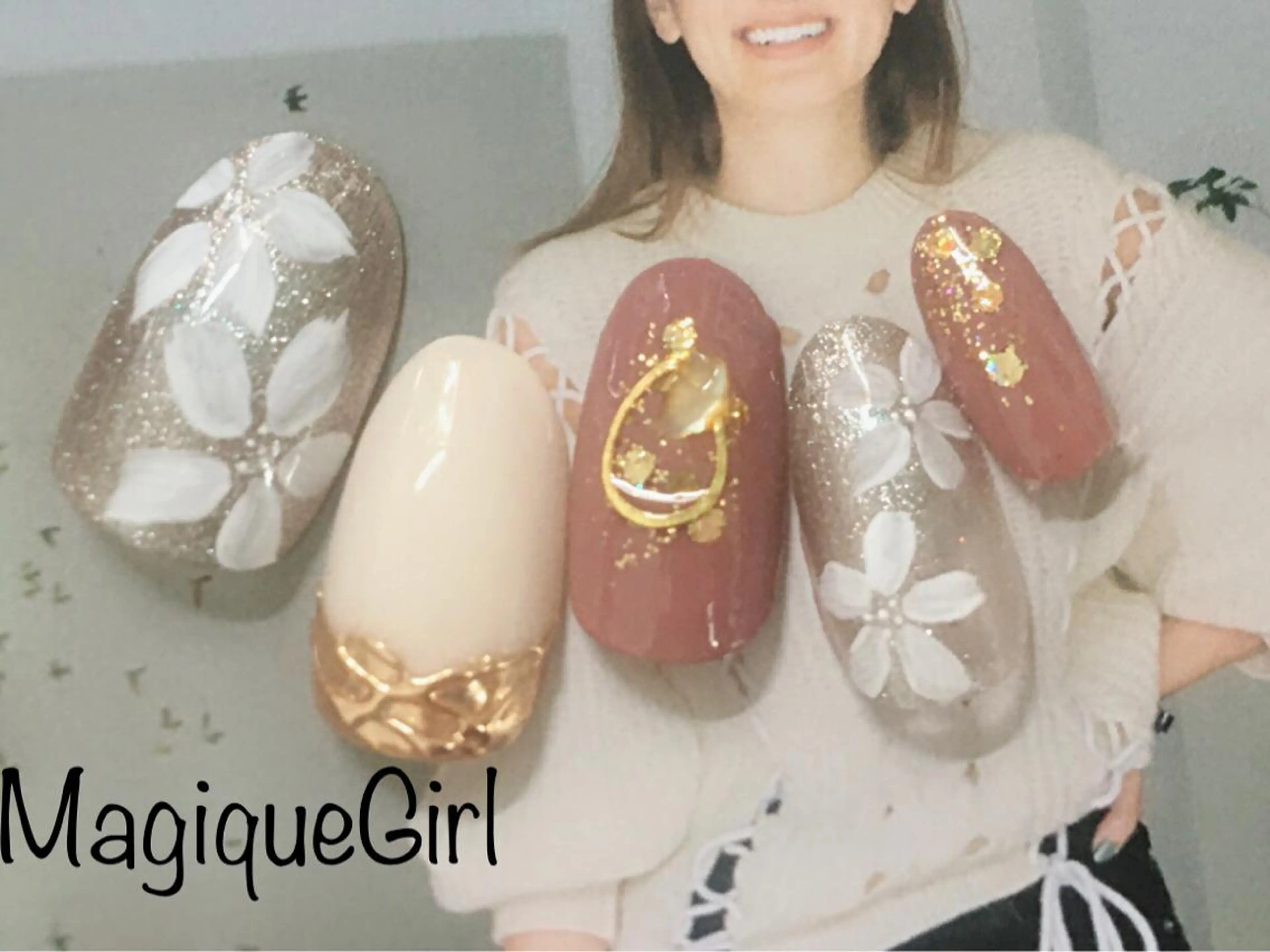 ネイル アートネイル オーロラネイル 成人式 ドット フラワーネイル 🌸Nail&Eye KAKU🌸のネイルデザイン