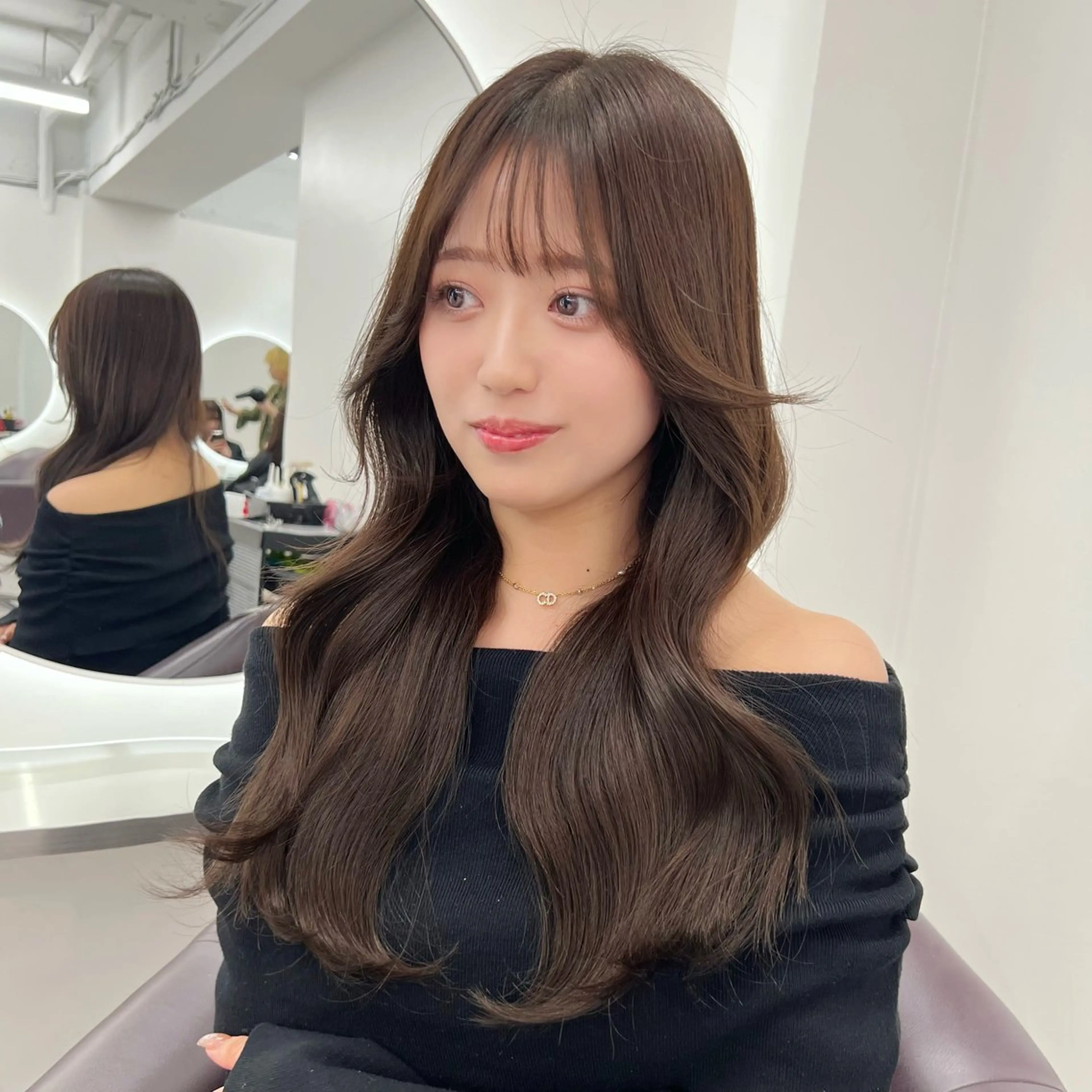 ロング カラー ベージュカラー ブラウンカラー ブラウンベージュ カット ヘアカラー トリートメント ヘアセット 韓国ヘア/透明感 カラー🤍yukaのヘアスタイル