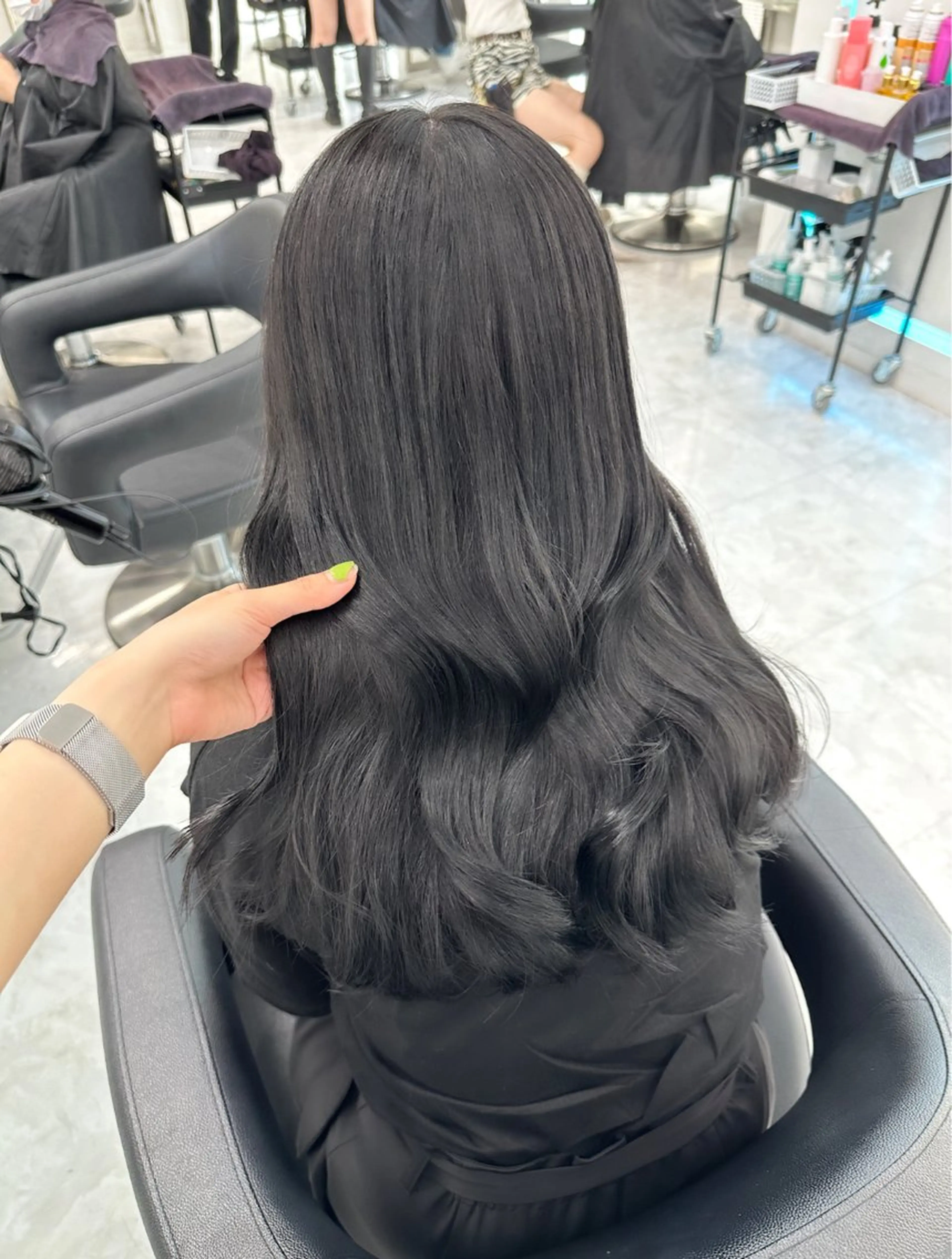 ロング カラー 黒髪 ブルーカラー ブルーブラック 髪質改善 トリートメント カット ヘアカラー トリートメント ヘッドスパ ヘアセット ブリーチなし特化 美容師💖SAE💖のヘアスタイル