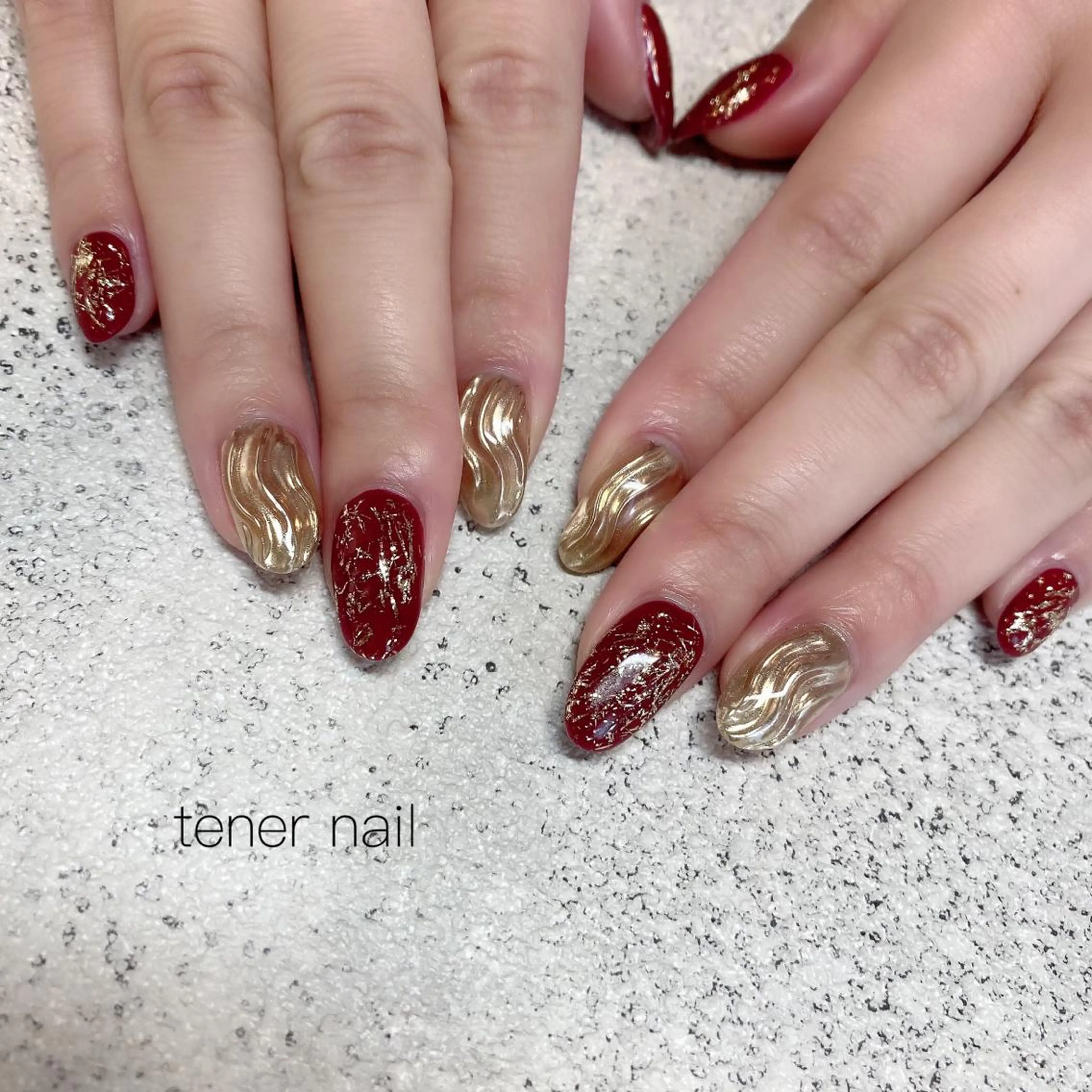 ネイル ボルドー ゴールド テネルネイル tener nailのネイルデザイン