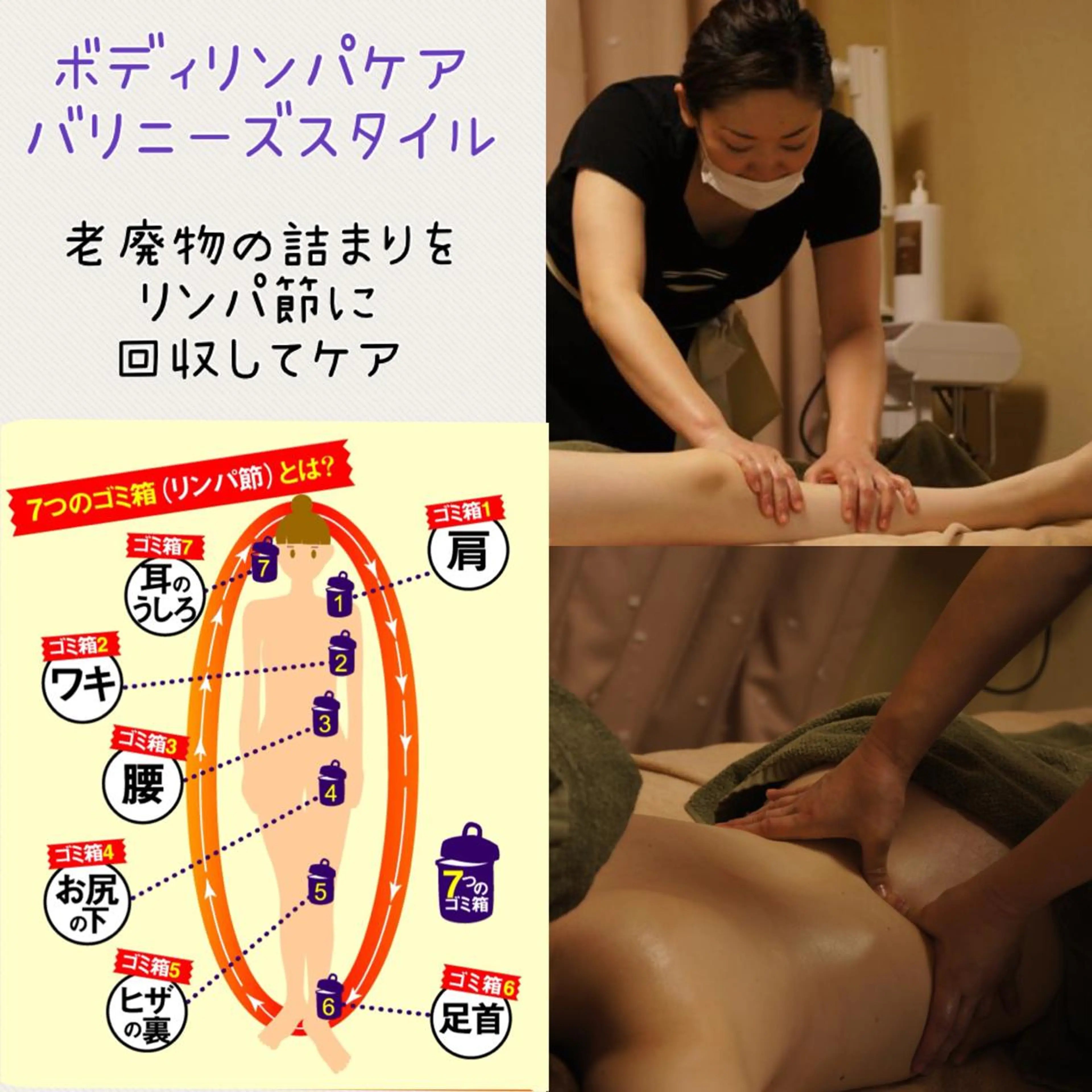 ボディリンパマッサージ 90分 ( バリニーズスタイル ) 優しい手技で全身を流します。の写真