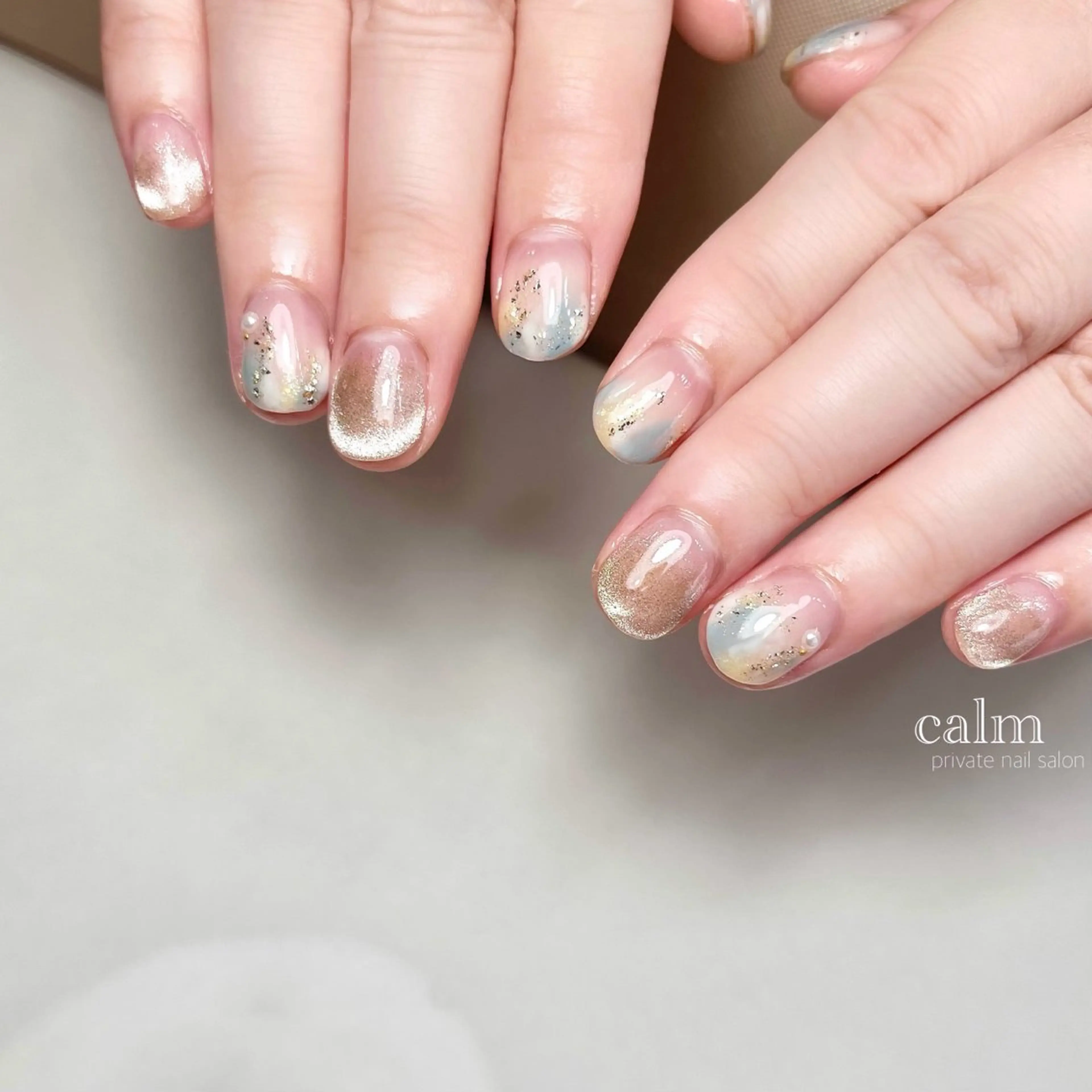 ネイル ストーンネイル ハンドネイル calm 〔ｶｰﾑ〕のネイルデザイン