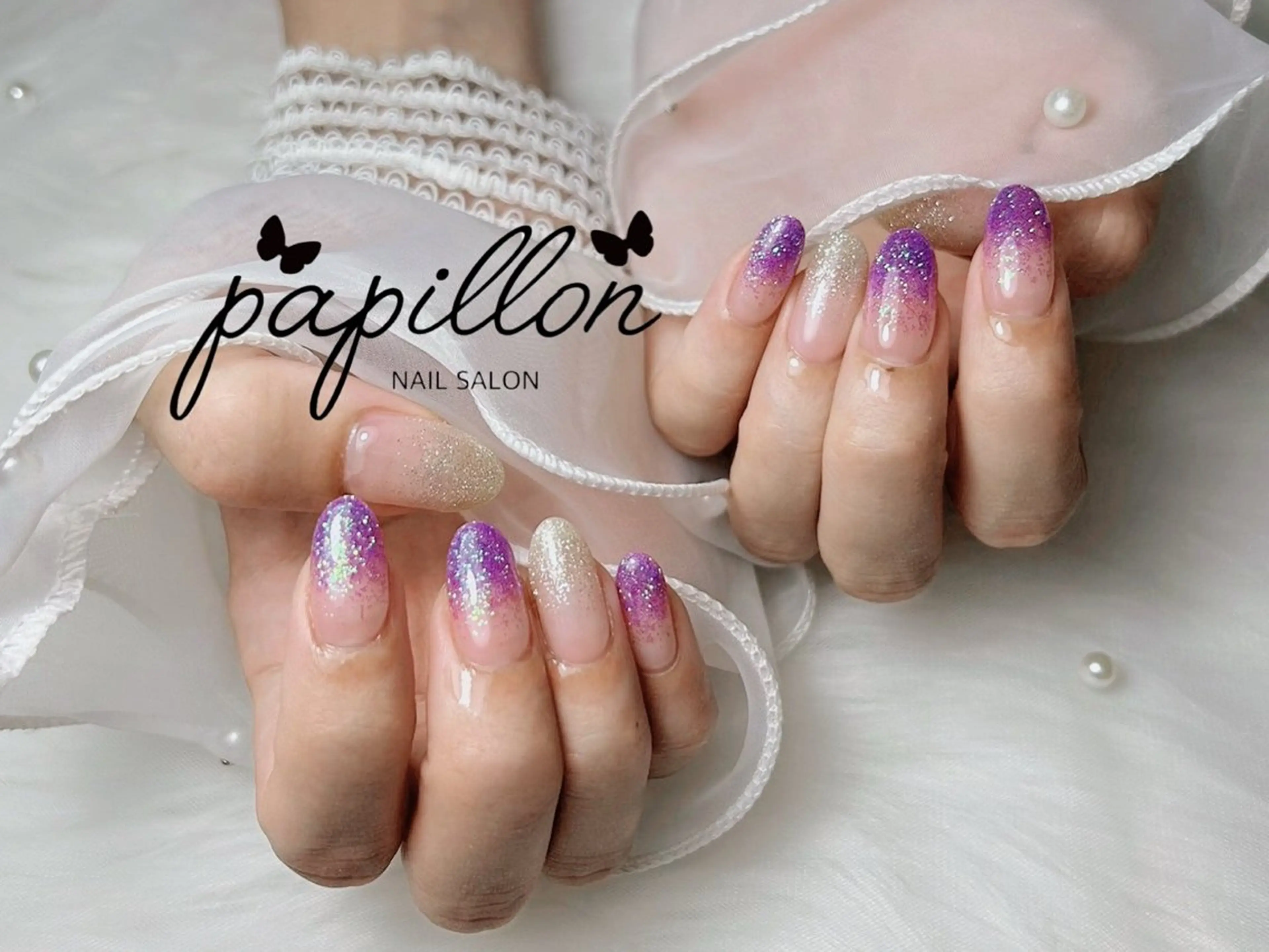 ネイル グラデーション ラメ(グリッター) ラメグラデーション NAILSALON papillonのネイルデザイン
