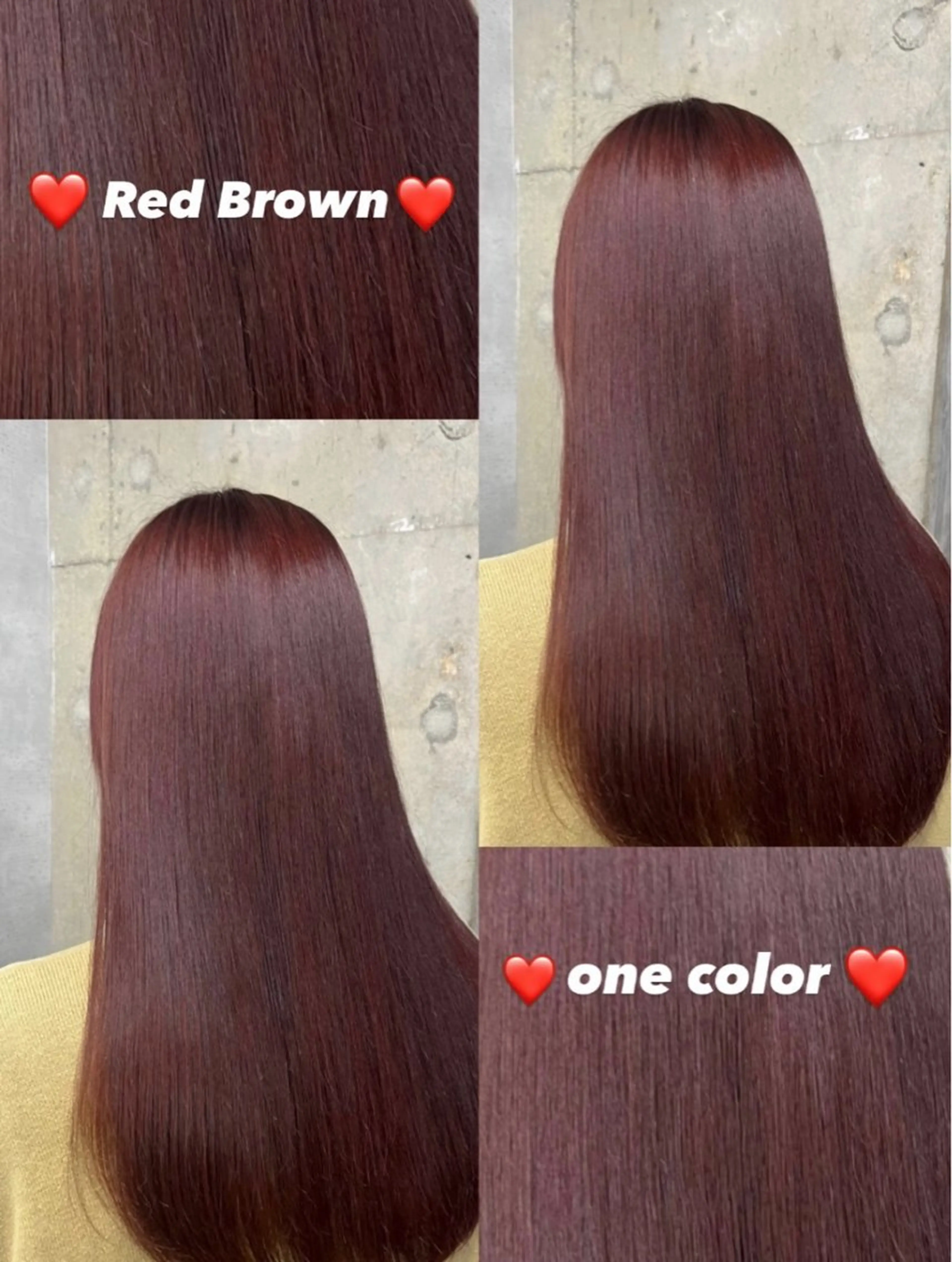 セミロング カラー ブラウンカラー レッドカラー レッドブラウン anon Loemのヘアスタイル