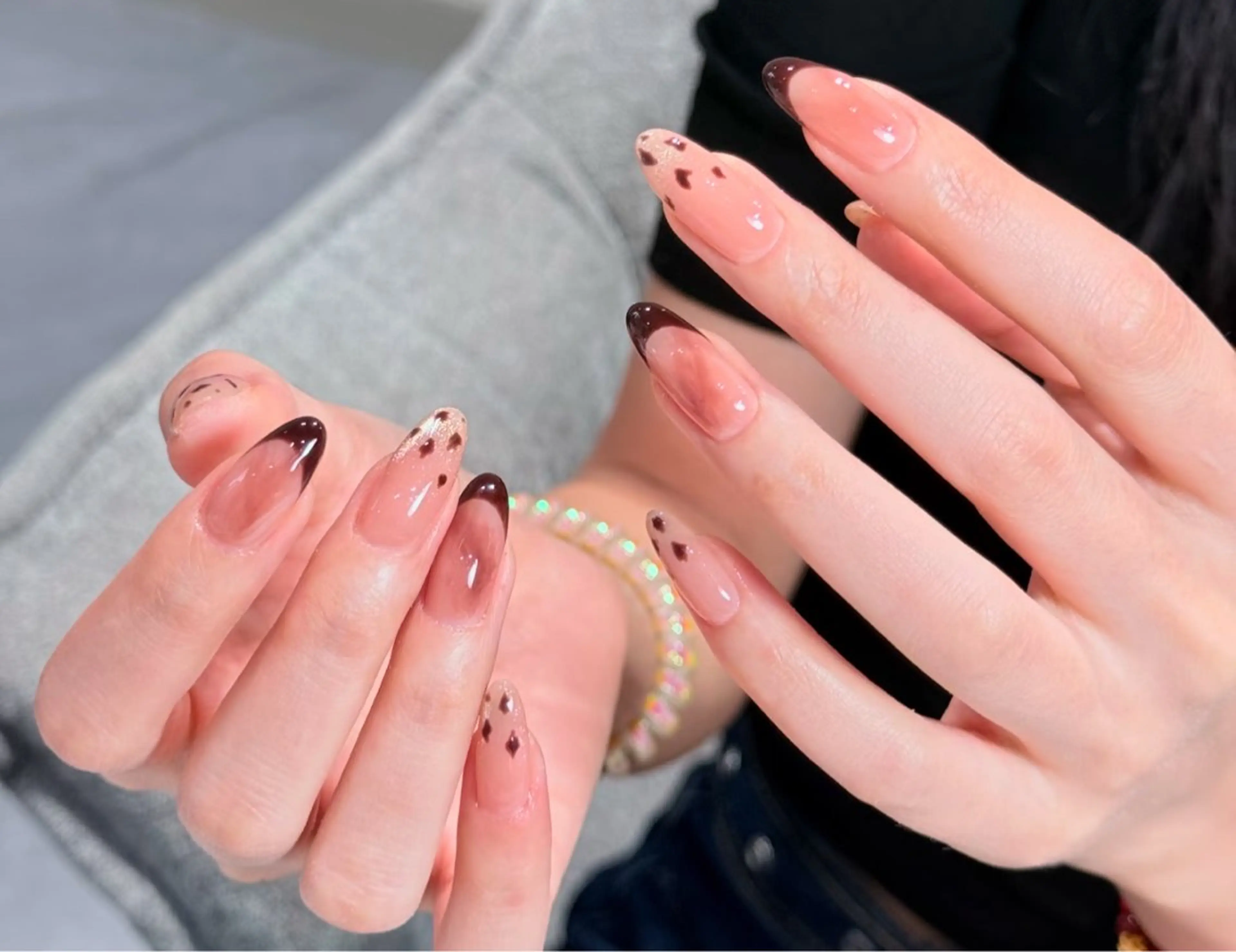 ネイル アートネイル オーロラネイル チークネイル フレンチネイル ガラスフレンチ ハンドネイル 🎀🎀YooLi Nail Salonのネイルデザイン