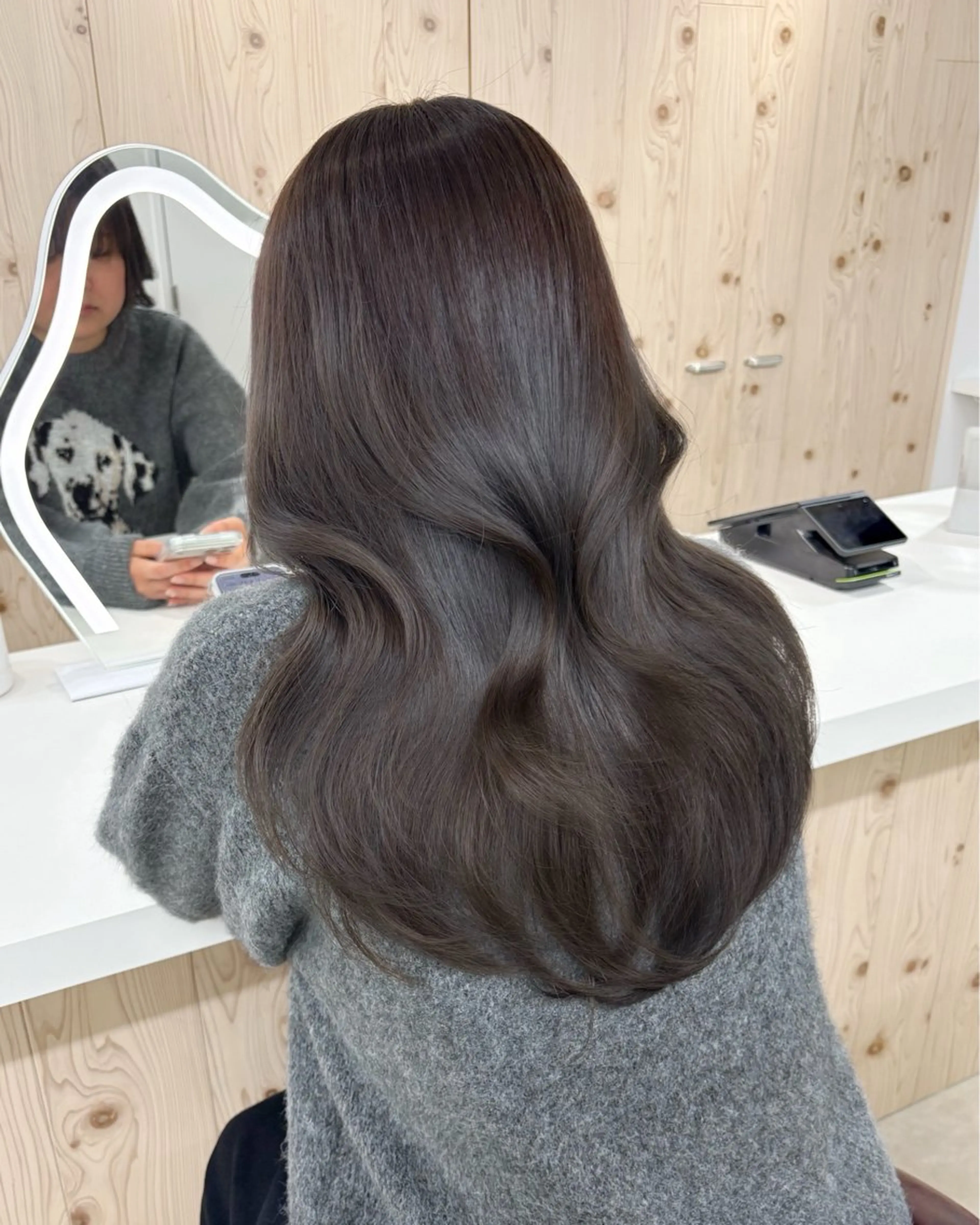 ロング カラー カット ヘアカラー トリートメント ヘアセット 新宿/韓国ヘア/ 髪質改善ストレートのヘアスタイル