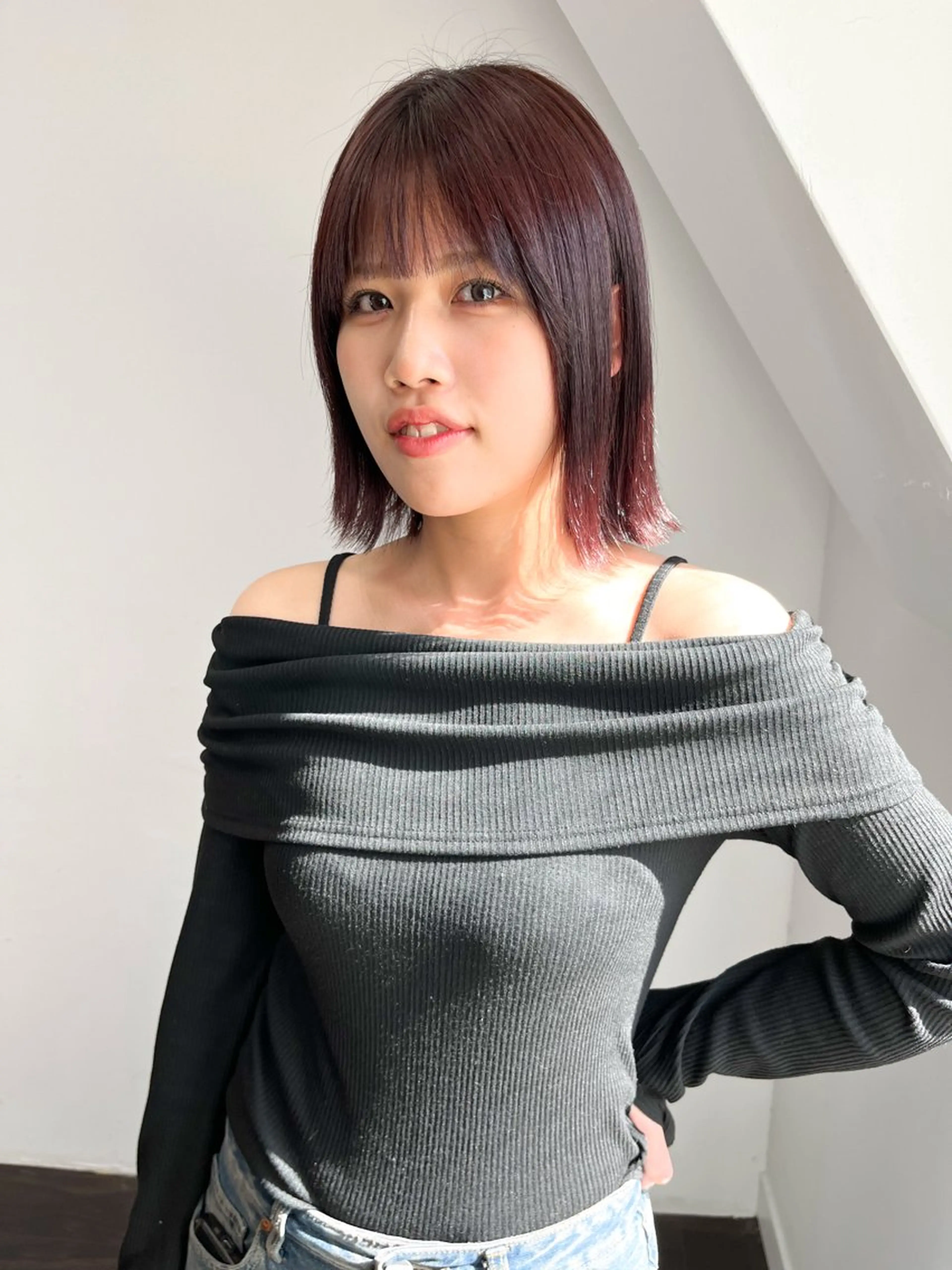 ミディアム カラー ベージュカラー ボルドーカラー 韓国風カラー オリーブベージュ 顔周りカット 🌼似合わせのプロ 心斎橋/rena🌼のマツエク・マツパデザイン