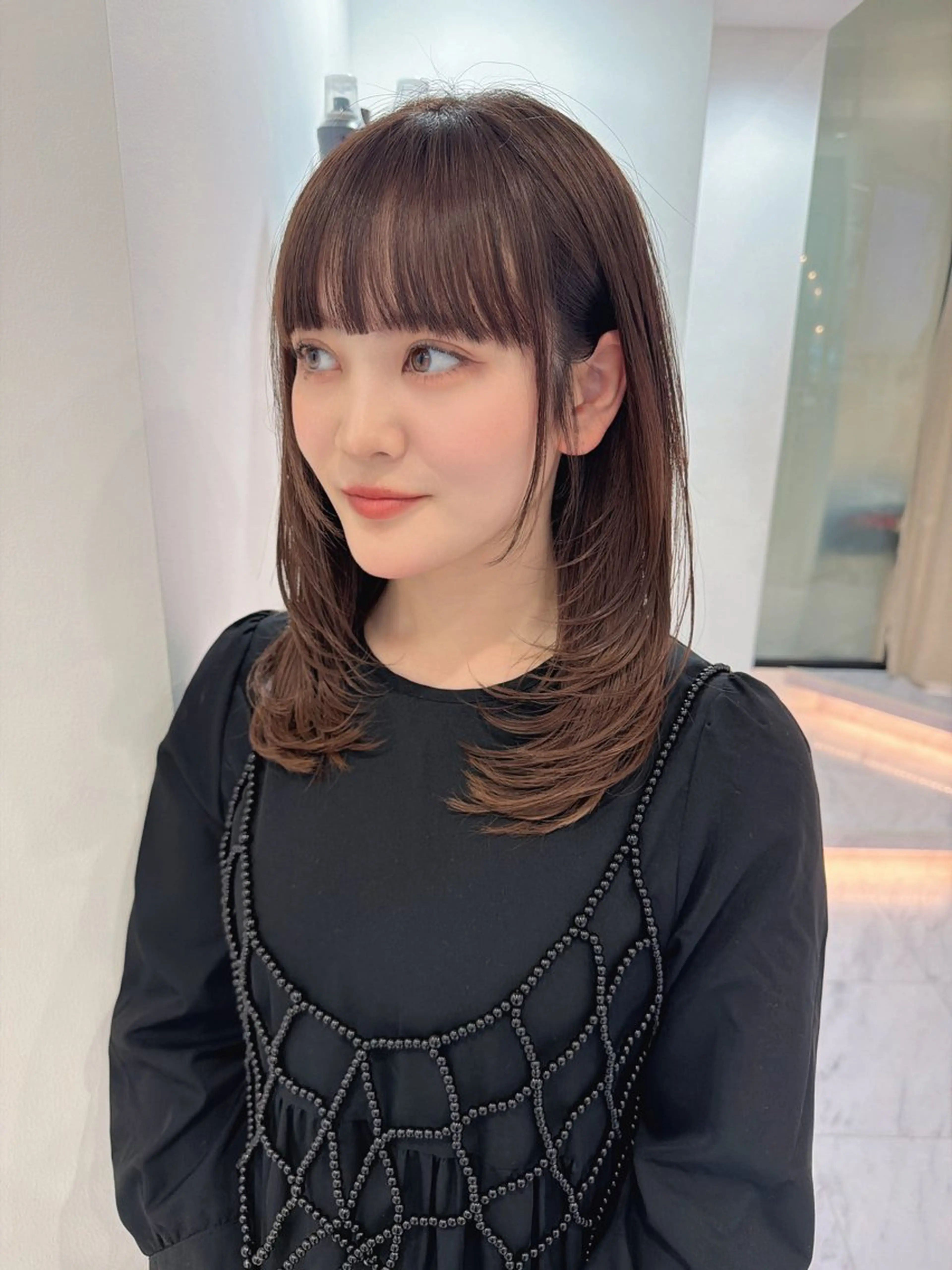 ミディアム カラー ハイレイヤー レイヤーカット カット ヘアカラー トリートメント SAYAKA 🍒／ボブ／暖色のヘアスタイル