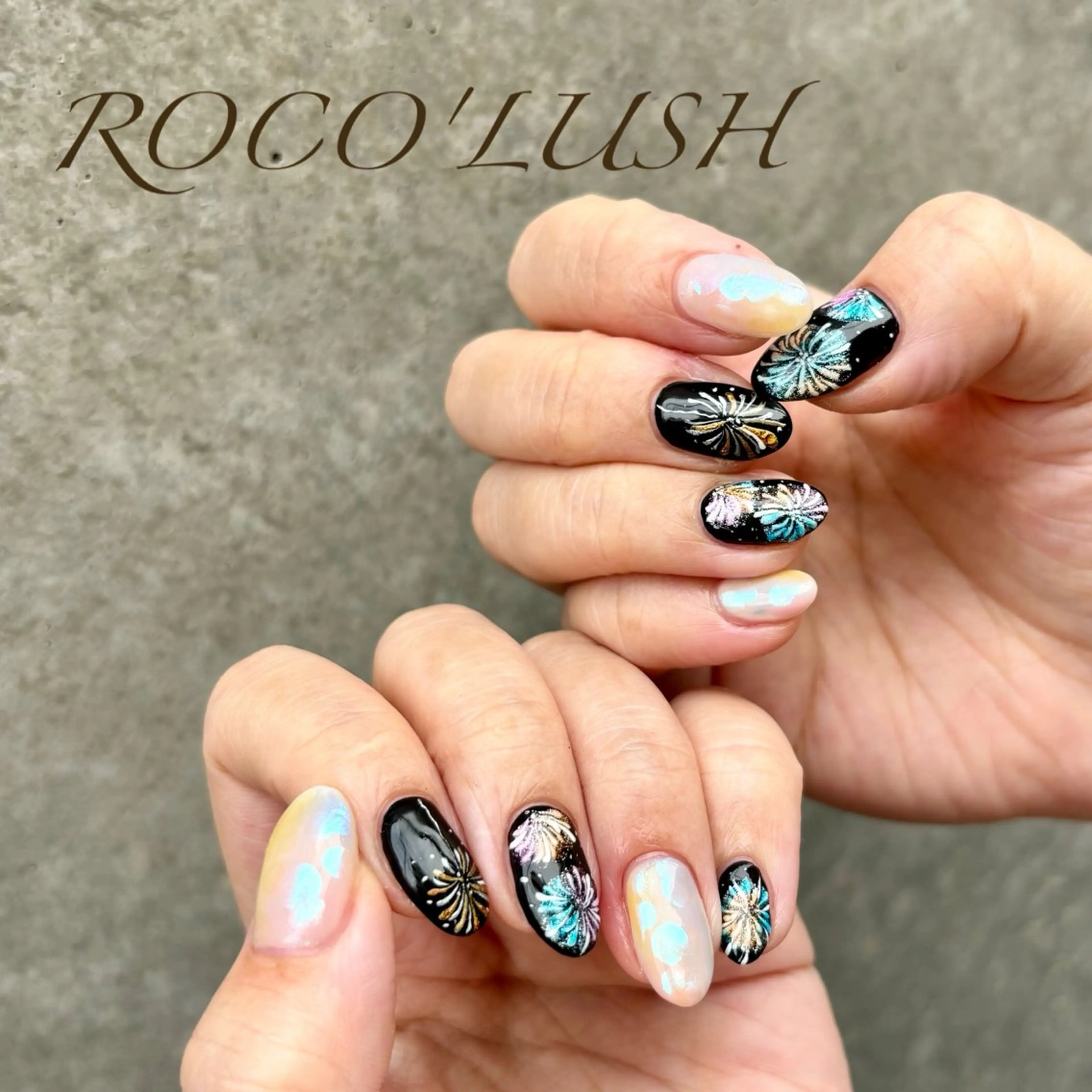 ネイル キラキラネイル マグネットネイル 夏ネイル 🌸ロコラッシュ 恵比寿🌸のネイルデザイン