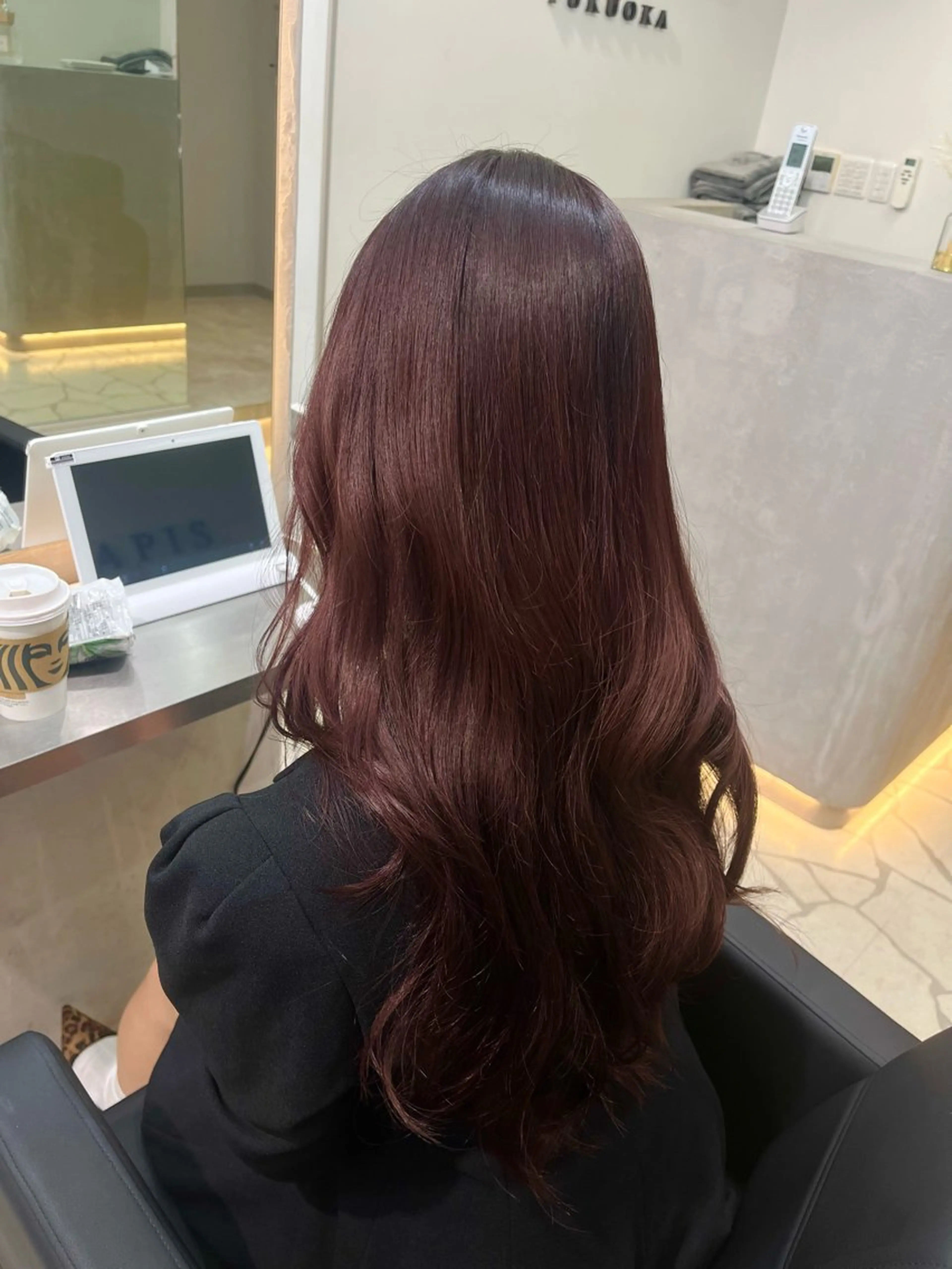 カラー レッドカラー lapis福岡天神 まいのヘアスタイル